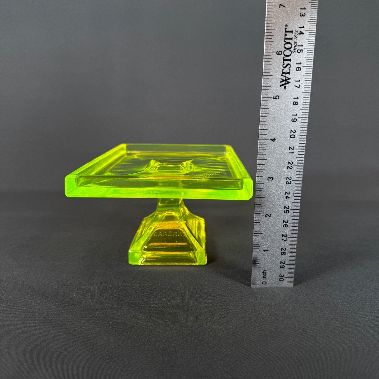 Clark’s Teaberry Gum Vaseline Glass Store Display Stand 4.5″/7″/3″ Vintage RARE