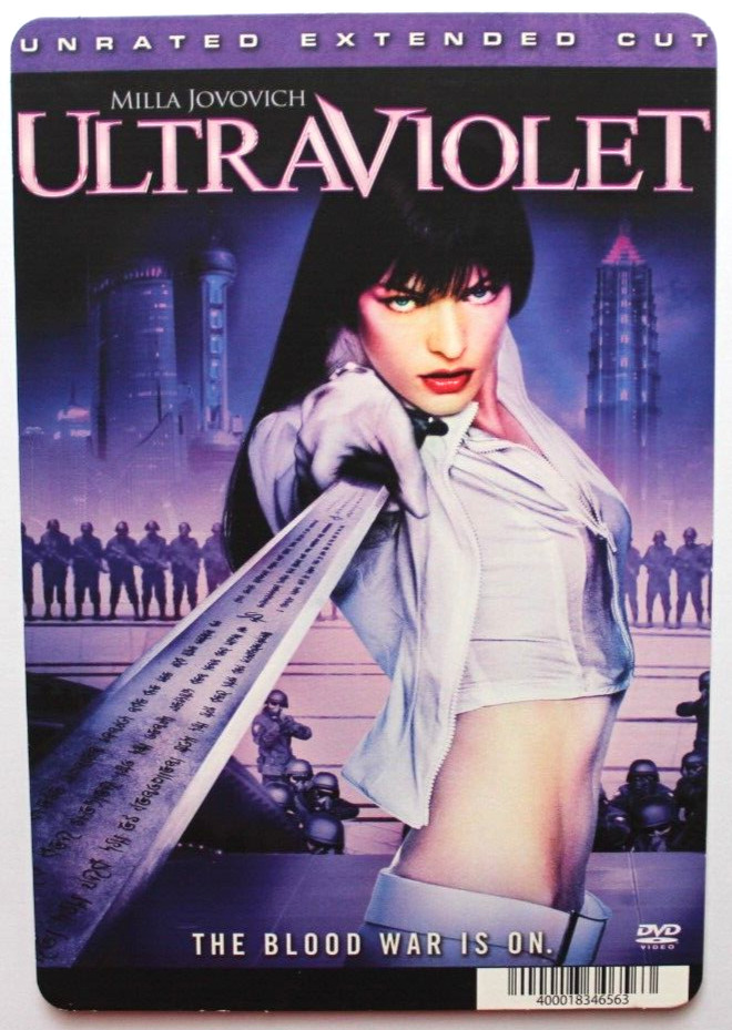 BLOCKBUSTER Backer Card Mini Poster Art 5.5″ x 8″ ULTRA VIOLET, MILLA JOVOVICH