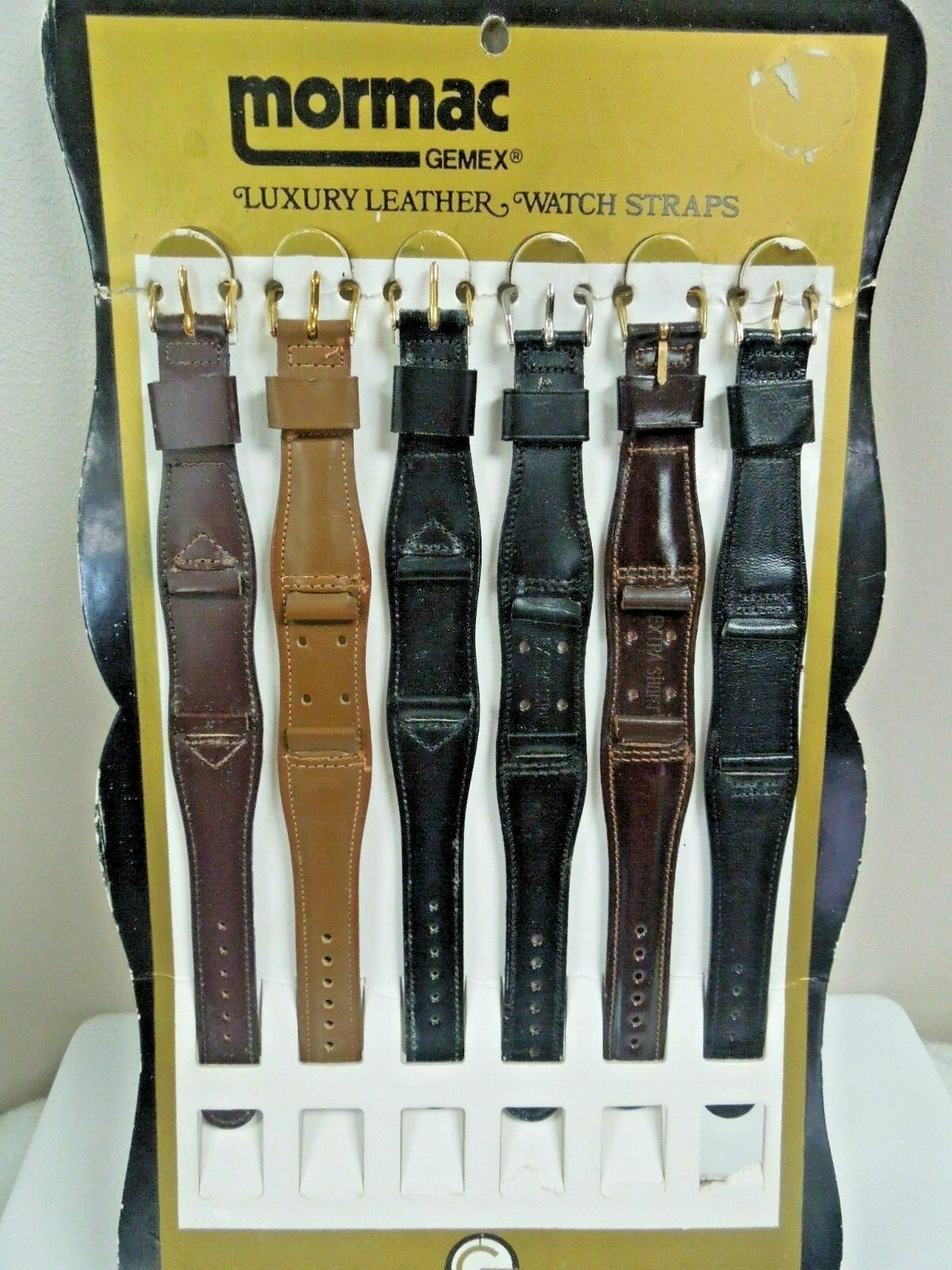 q998 Vintage Lot of 6 Mormac Gemex Brown Black Leather Watch Bands Advertising