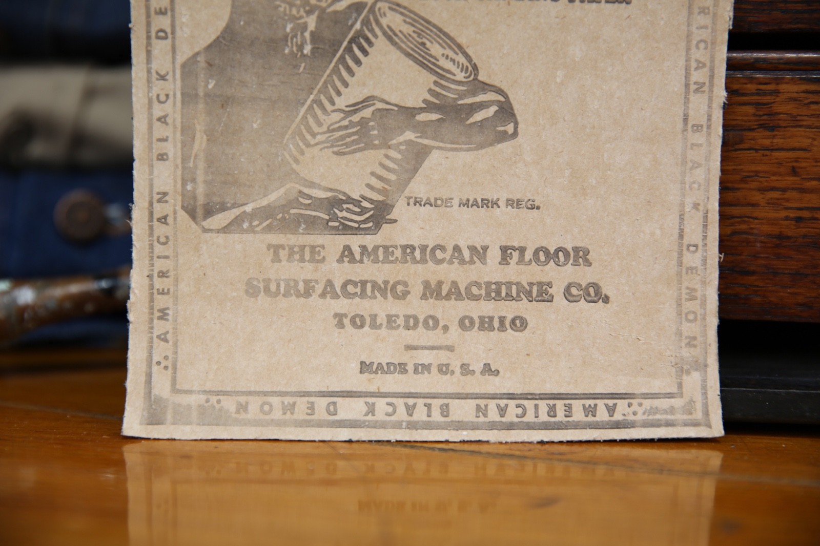 Vintage Devil Sandpaper Advertising Sheet Sign tool Display Toledo OH antique