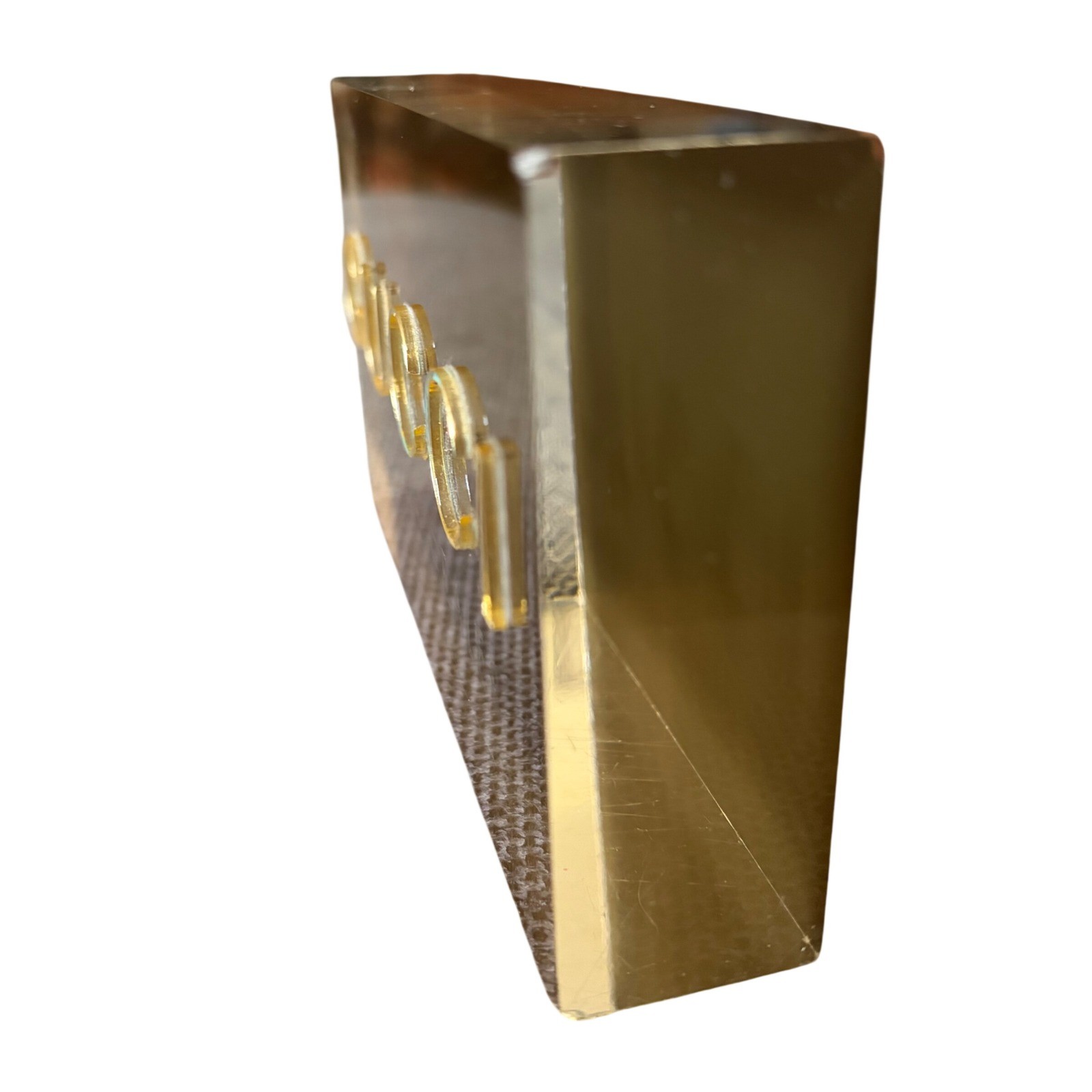 Gucci Official Dealer Lucite Logo Sign Gold Acrylic Display Block Boutique Decor