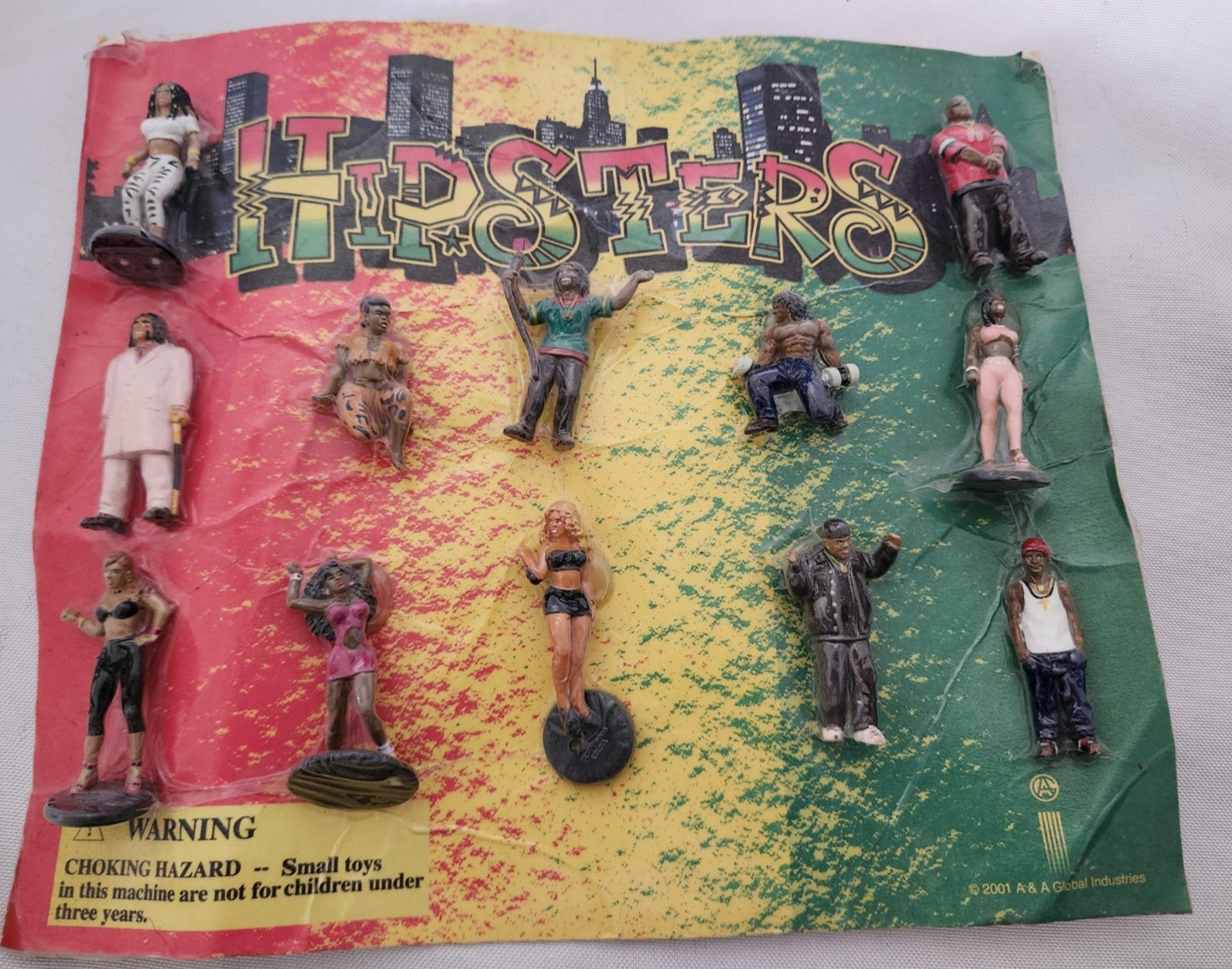 RARE 2001 HIPSTERS Vending Machine Display w/ 12 Figures Gumball Toy Set A&A