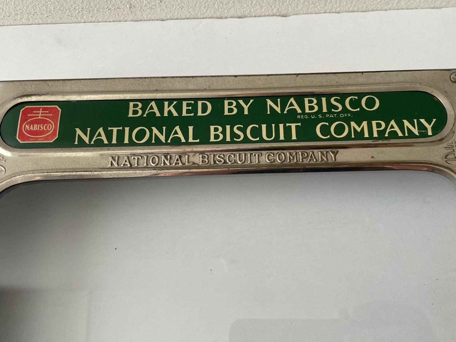Antique 1920 Nabisco National Biscuit Company Display Front Door Sign w/ Glass