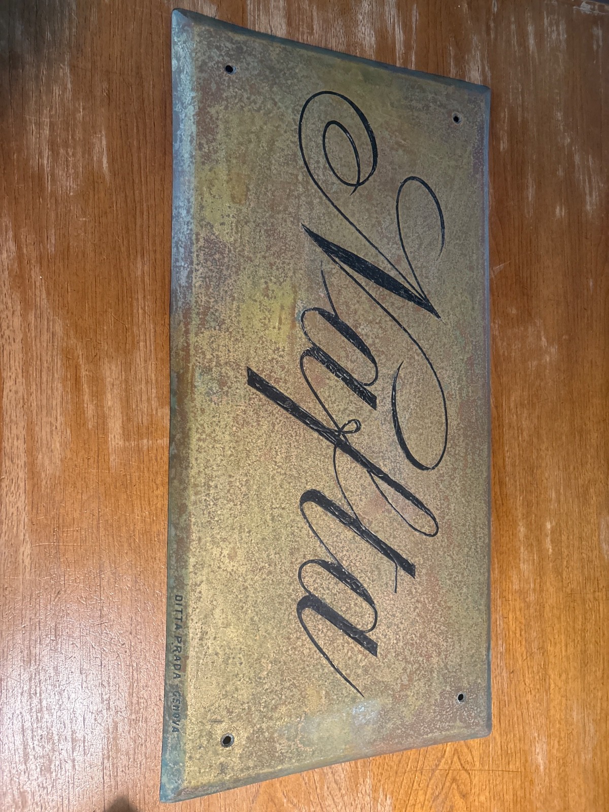 Domed Metal Plaque-NAFTA-Ditta Prada Genoa 1940’s+ Photo Framed Depos