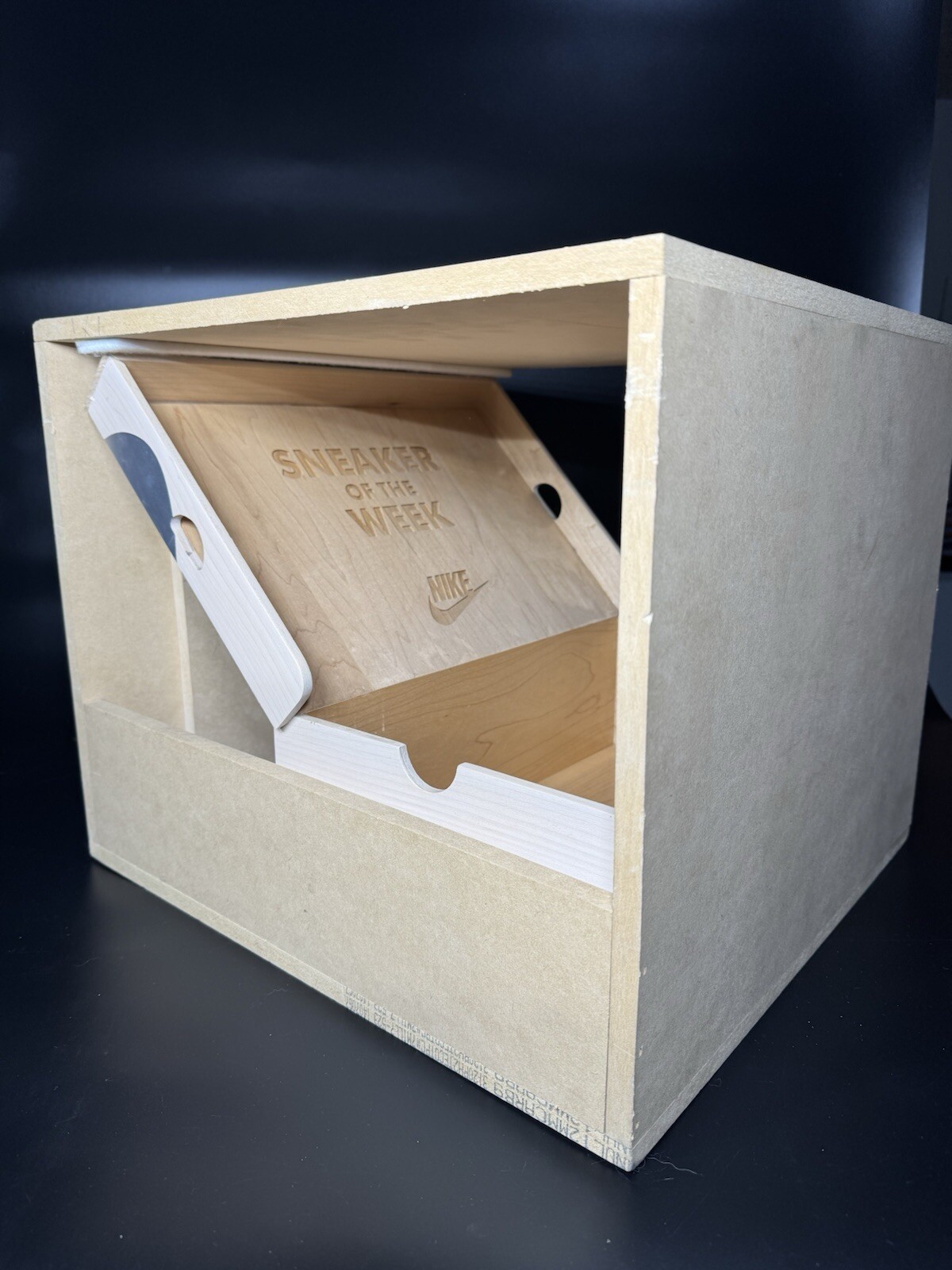 Nike Store Sneaker Of The Week Shoebox Wooden Silver Display Fixture