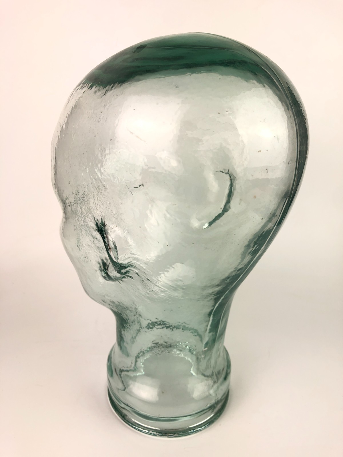 Vintage Green Glass Head Mannequin Wig Hat Display Stand 11.25″
