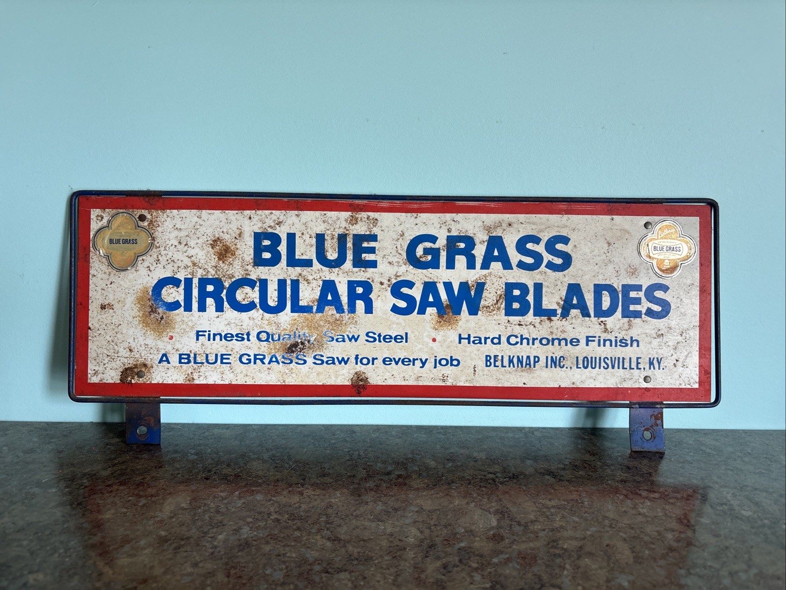 Nice Bluegrass Belknap Circular Saw Blades Store Display Sign Metal &Aluminum