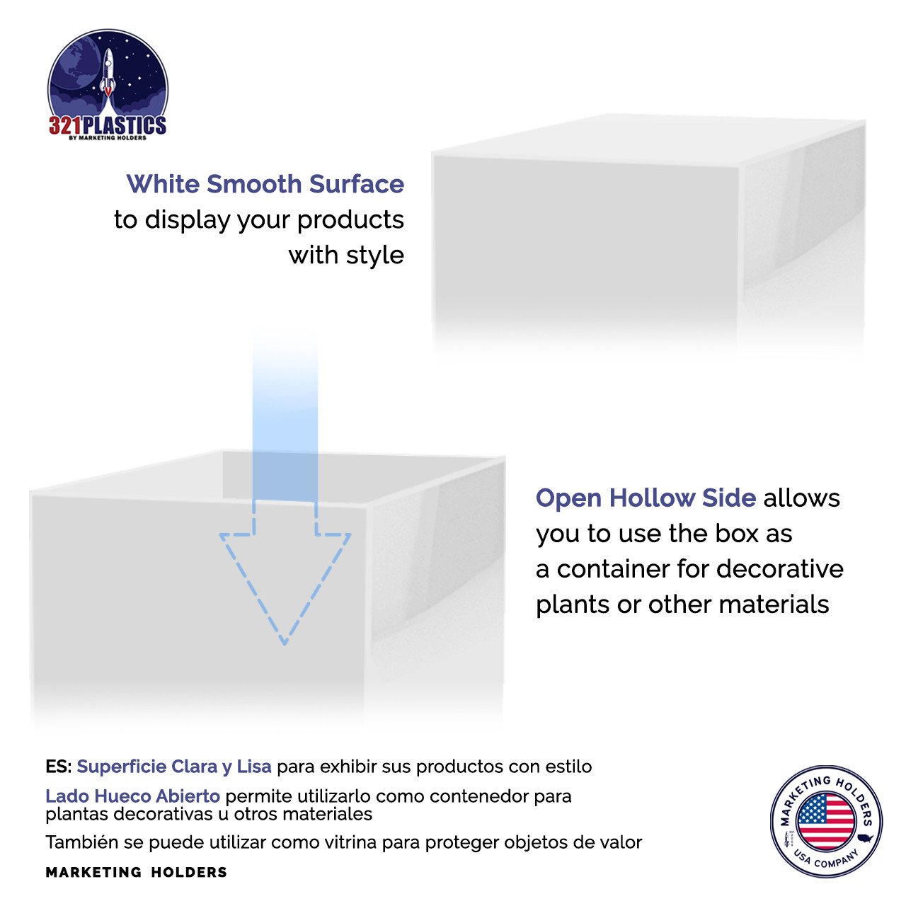 Tall Pedestal Acrylic Retail Display Box 12″ x 12″ x 18″ Riser Display White