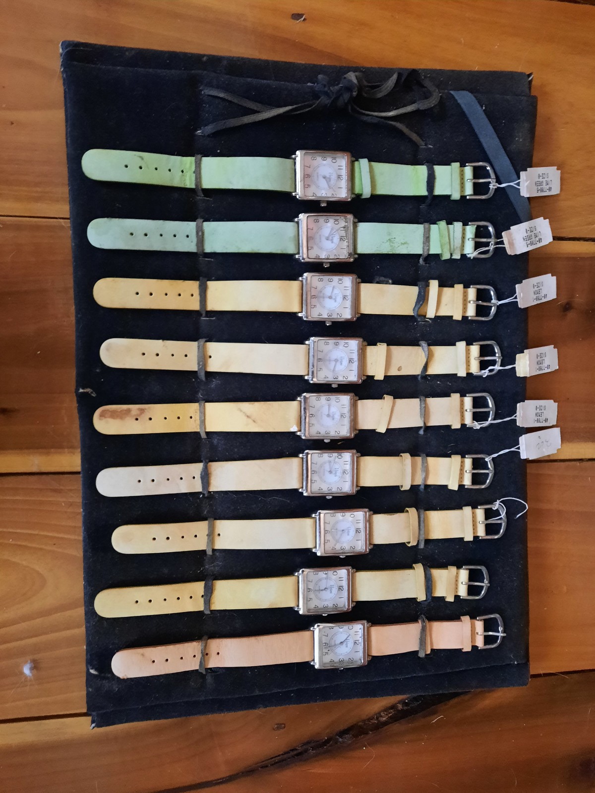 Vintage Full Card Store Display of Vivani Wristwatches. Japan Movement. 7 works