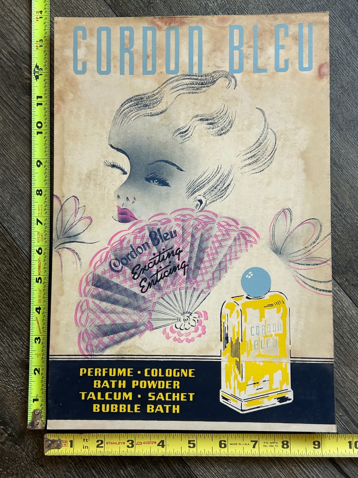 Perfume Poster Vintage Fragrance Advertising Sign Cordon Bleu Store Ad 1940’s
