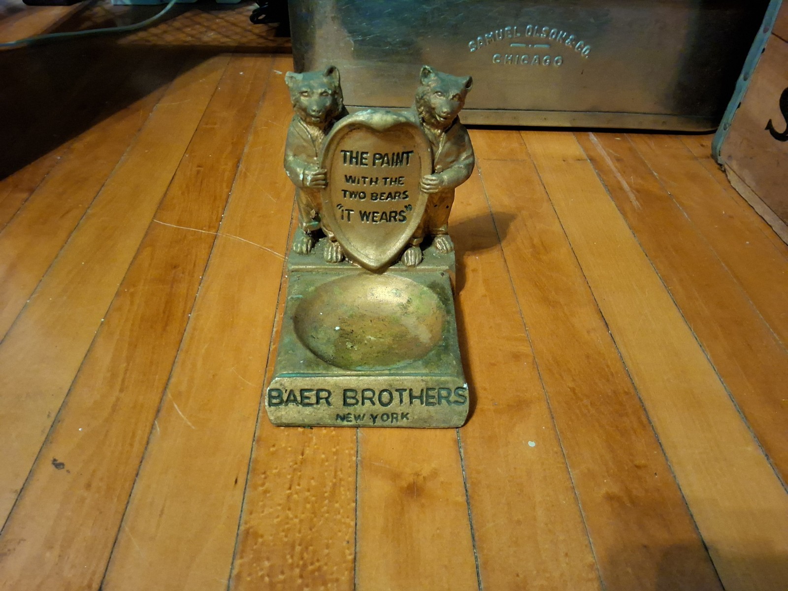 Antique Plaster Baer Brothers Paint Counter Tray Advertising Display