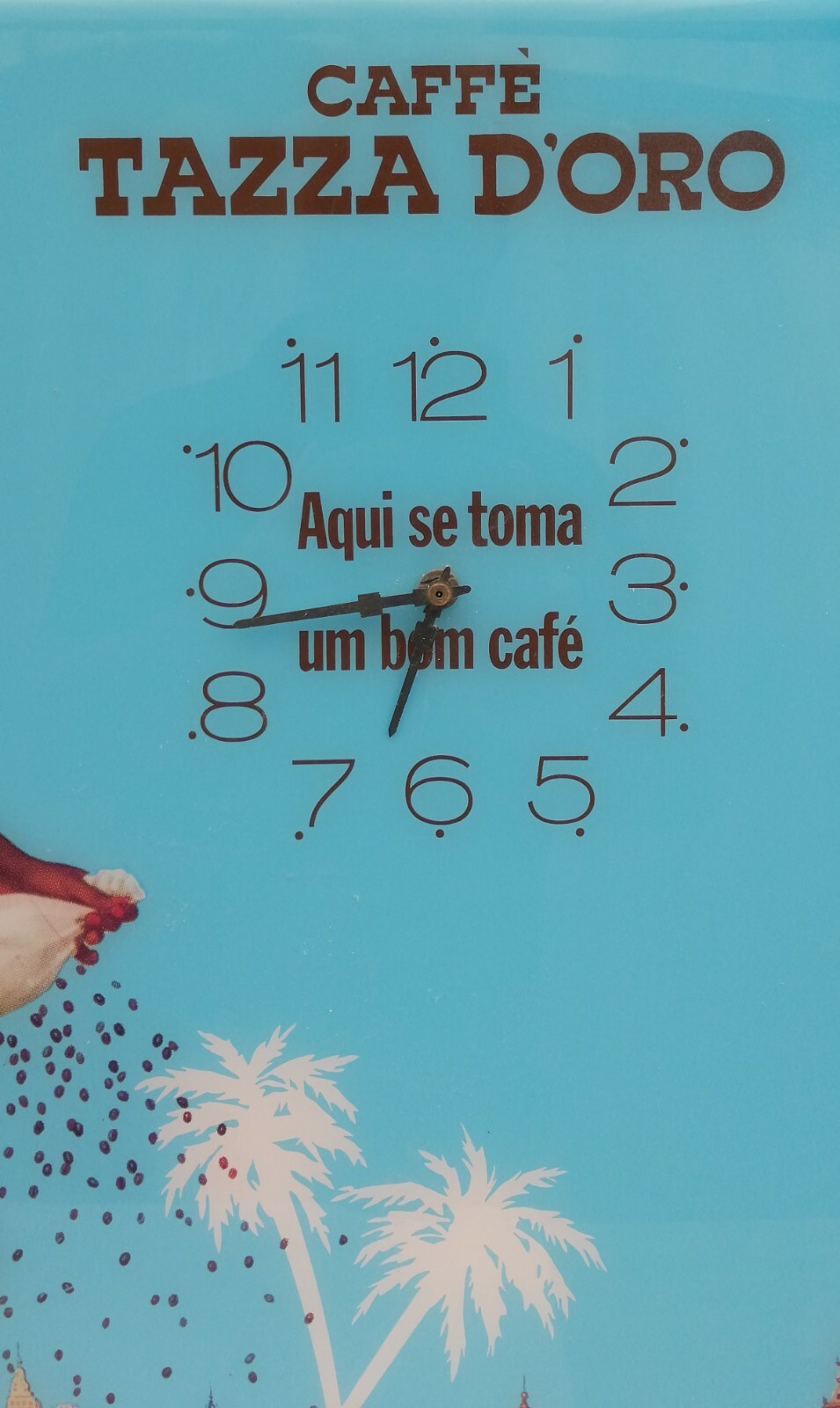 insegna pubblicitaria luminosa con orologio caffè tazza d’oro roma anni 70 rara