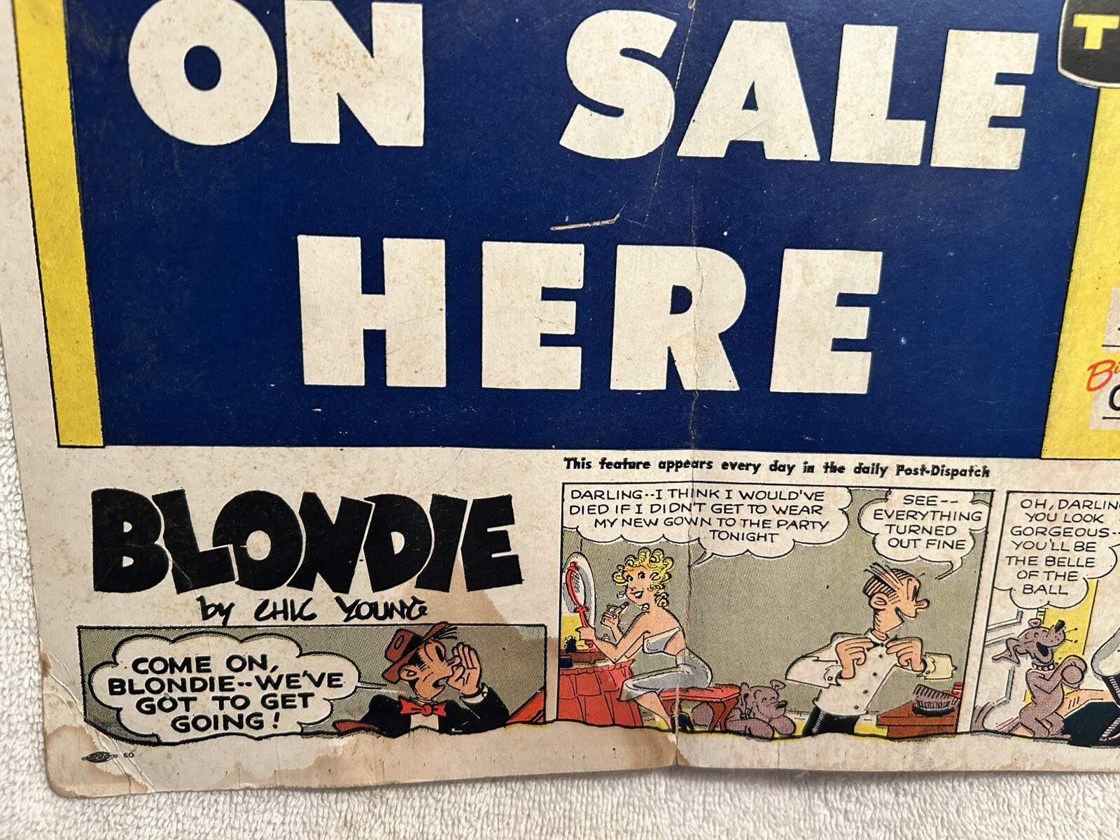 Vtg. Newspaper Rack Poster St. Louis Post-Dispatch Blondie & Other Comics 1960?
