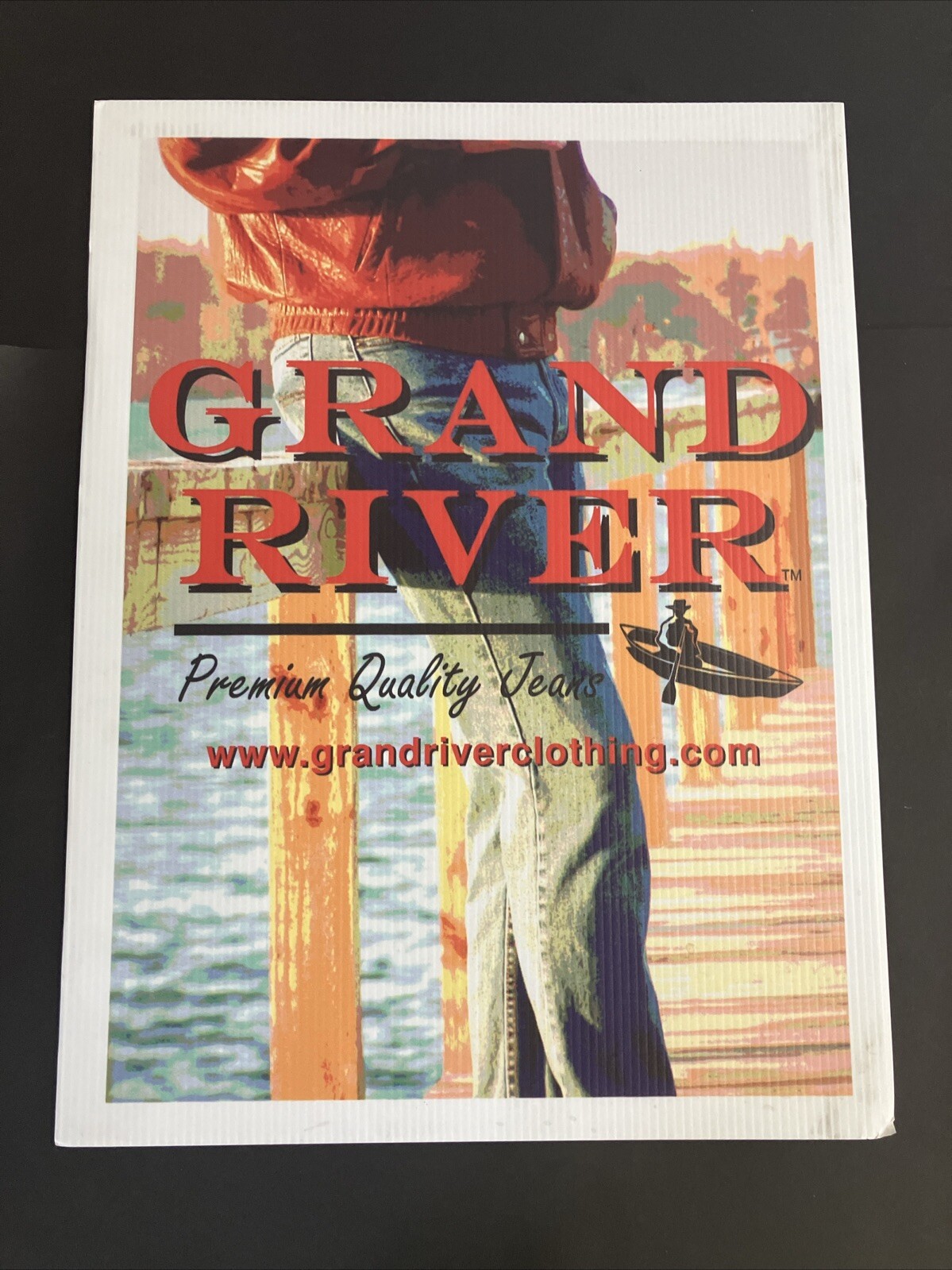 Vintage 18″ x 24″ Grand River Premium Quality Jeans Store Display Sign