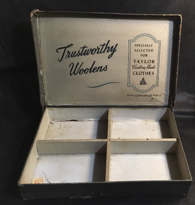 Antique J L Taylor & Co. Taylor Custom Made Clothes Woolens Box New York Chicago