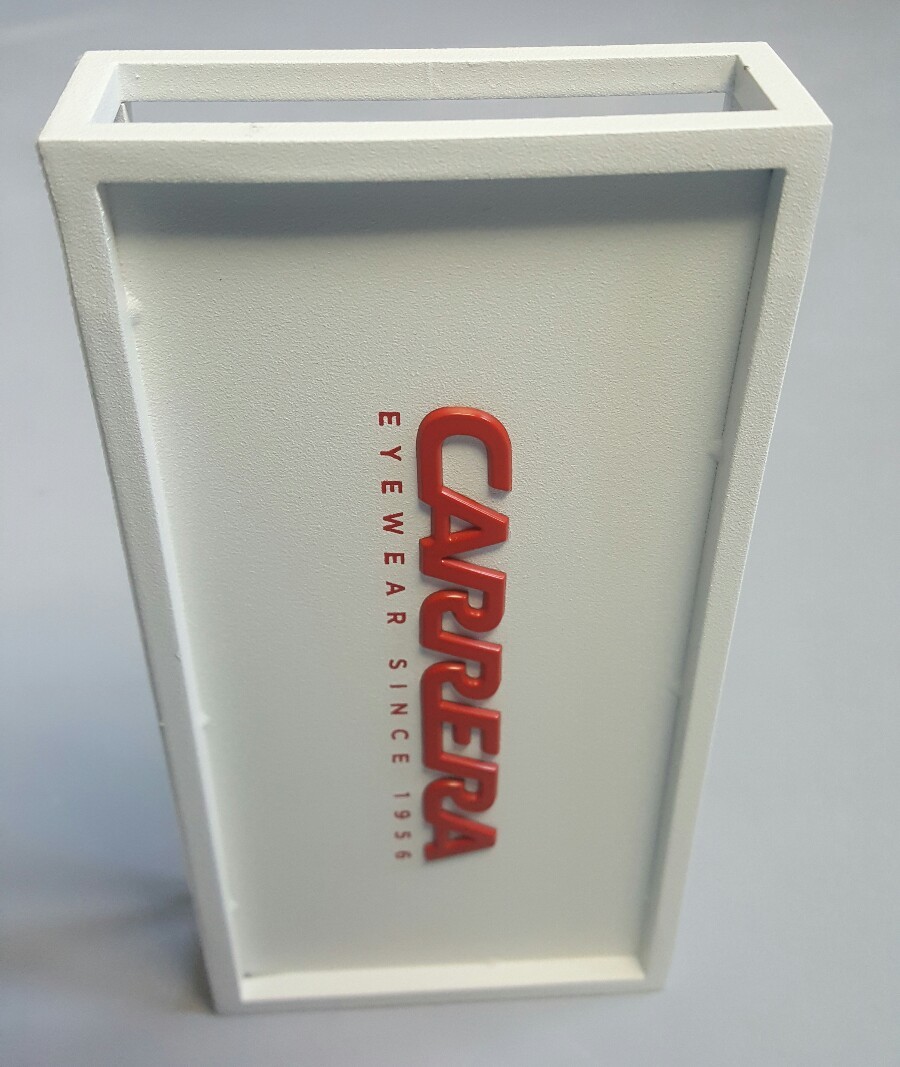 CARRERA LOGO PLAQUE IN WHITE VARNISHED METAL