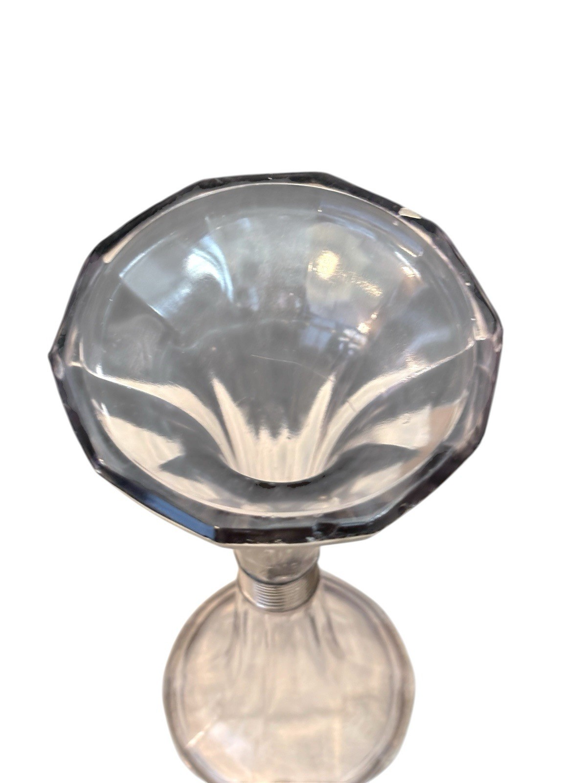 VTG Thick Clear Glass Pedestal Display Stand Riser Art Deco Vanity Shelf