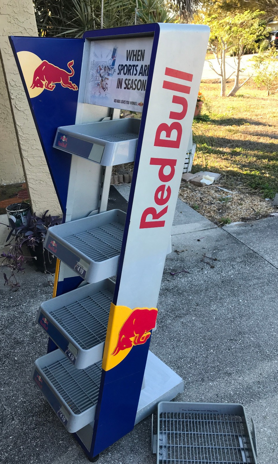 Red Bull Roll Around Shelf Shelves Display Stand UNIQUE Mancave Gameroom Decor