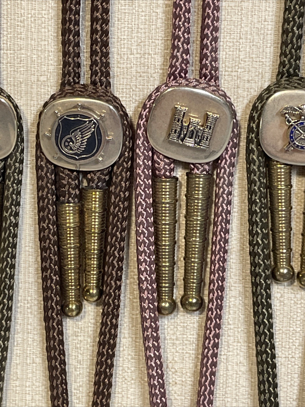 Metal Bolo Ties Bola Advertising Store Display Military Lot x12 Crest-Craft Vtg
