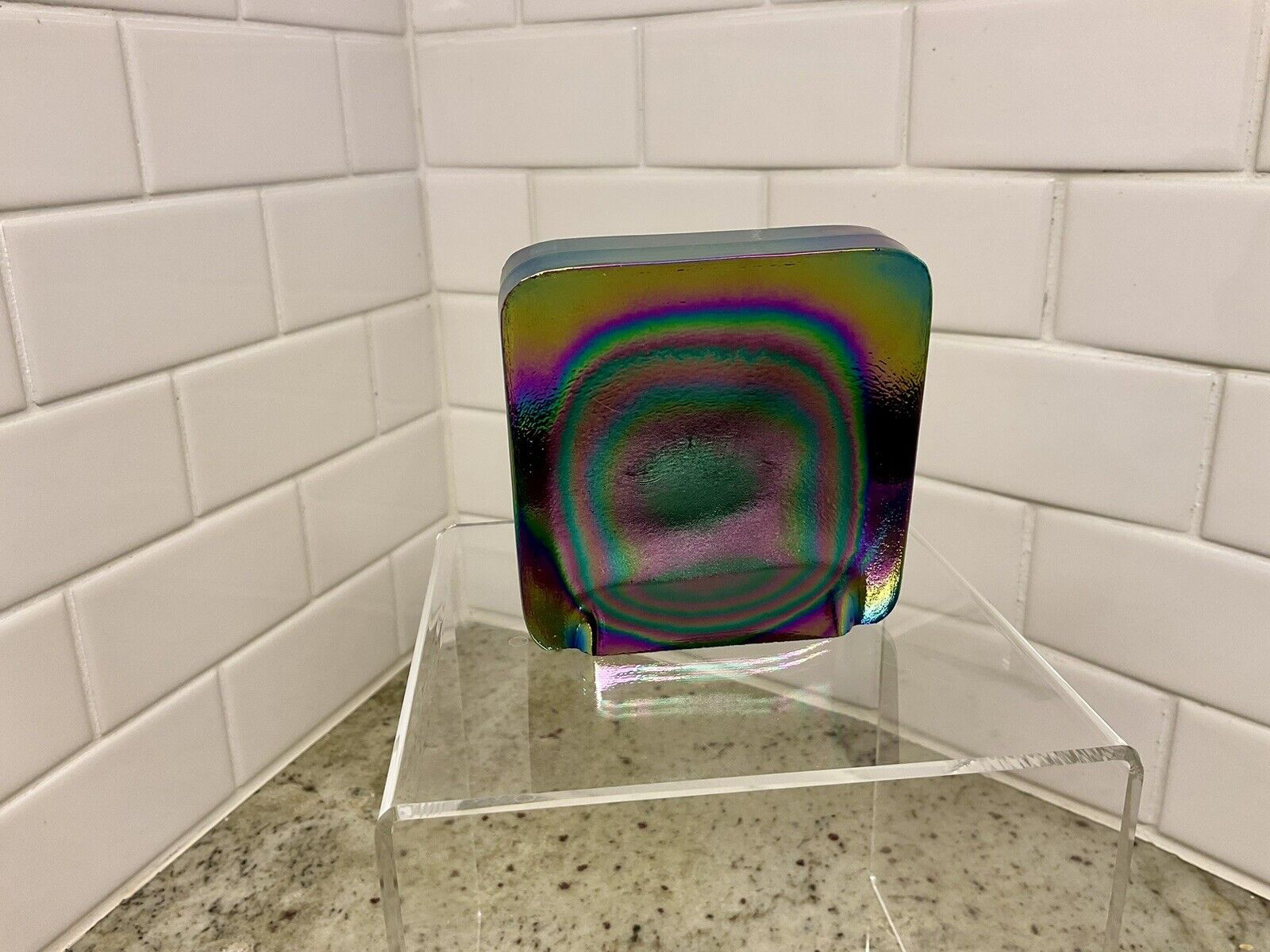 FENTON 100 Year Anniversary Logo Dealer Sign Paperweight Carnival Glass Vintage