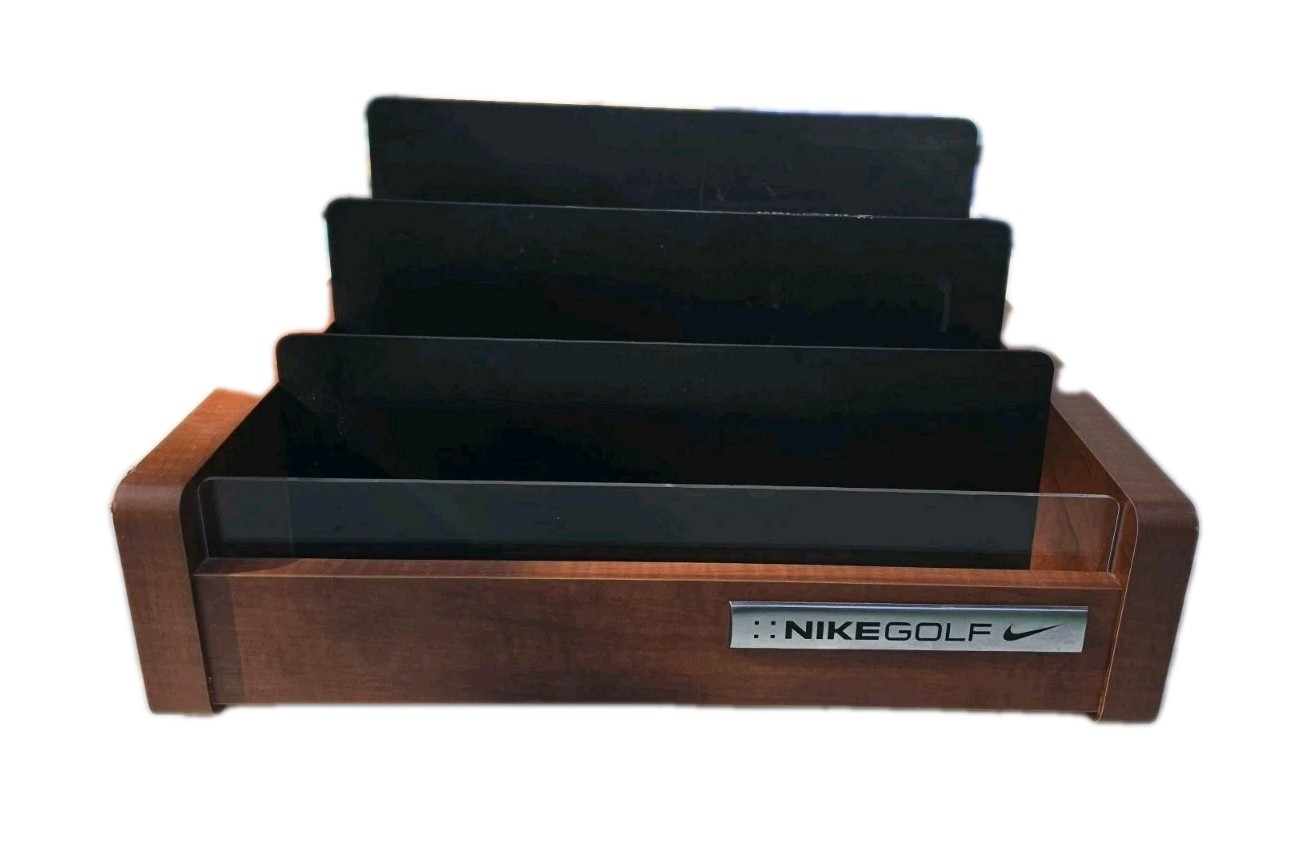 Vintage Nike Golf Store Counter Display Shelf Multi Tier Golf Ball Wood Metal