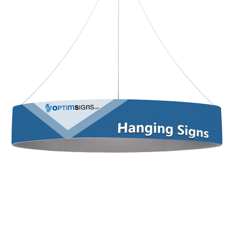 Custom Printed Elliptical Tension Fabric Ceiling Hanging Banner for Trade Show
