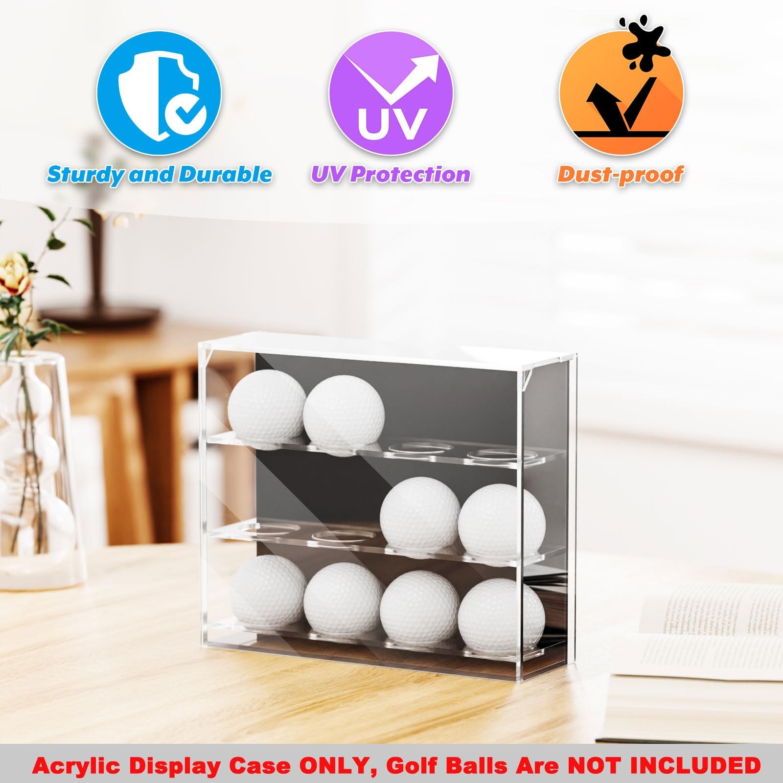 Cosmos Acrylic Golf Ball Display Case Wall Mounted Golfball Transparent Clear
