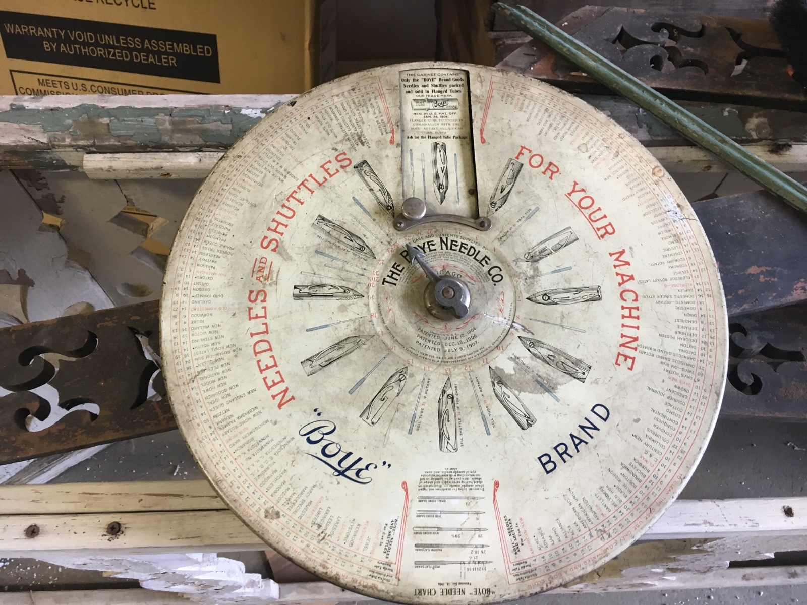 Antique c1908 The Boye Needle Co. Chicago spinning display store dispenser 16″
