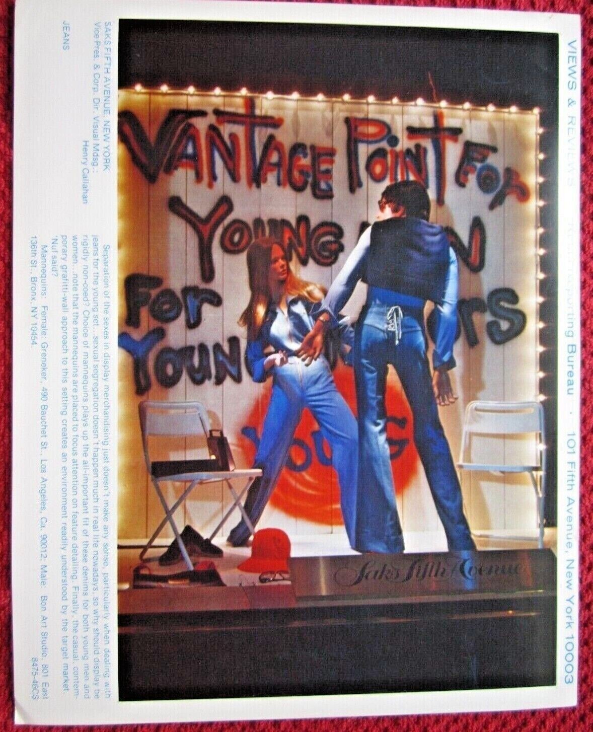 1975 SAKS FIFTH AVENUE NY STORE WINDOW DISPLAY GRAFITTI PHOTOGRAPH PRINT #460