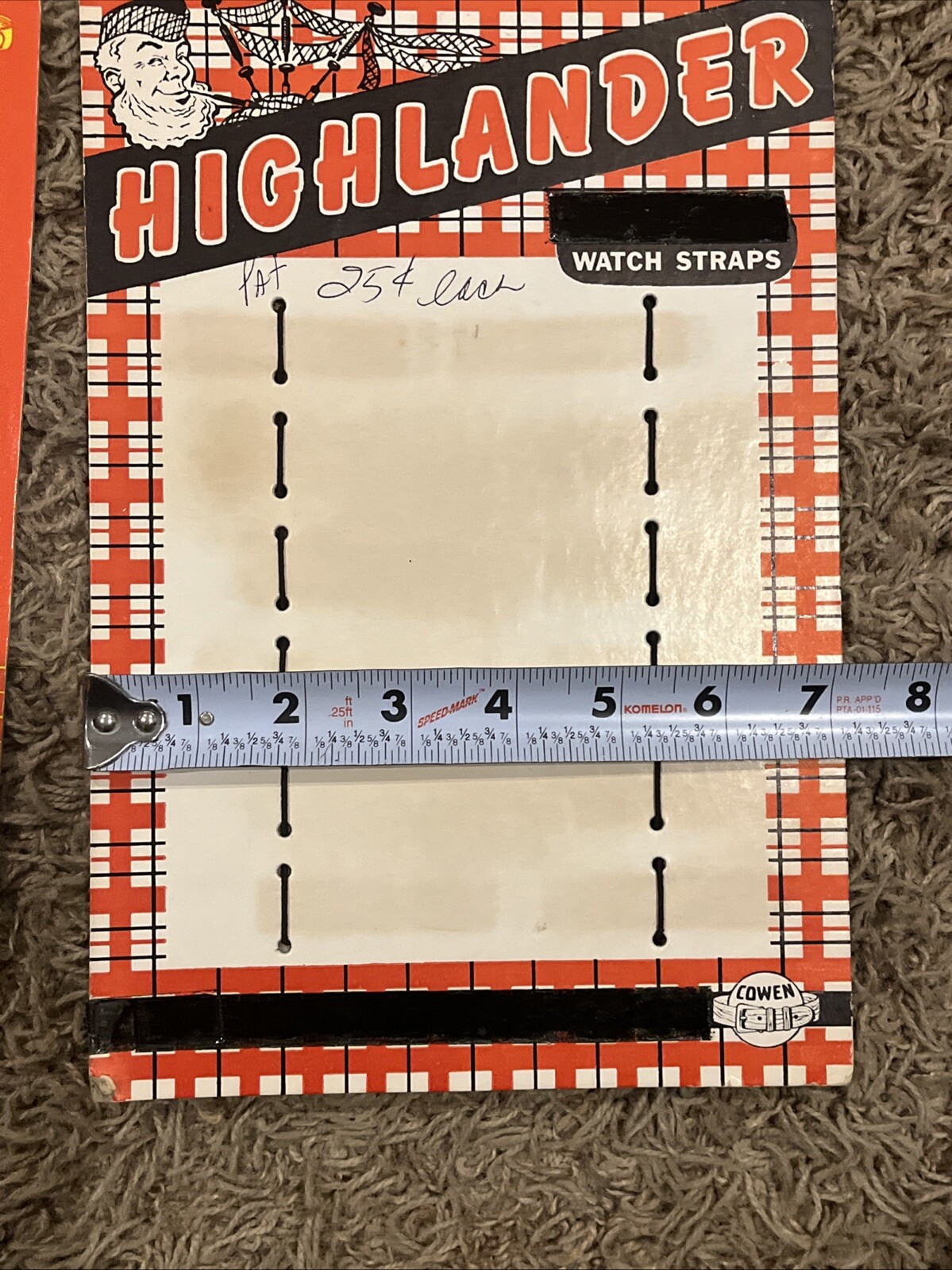 Lot Of 2 Vintage Watch Band Cardboard Store Display Pickwick Highlander Cowen
