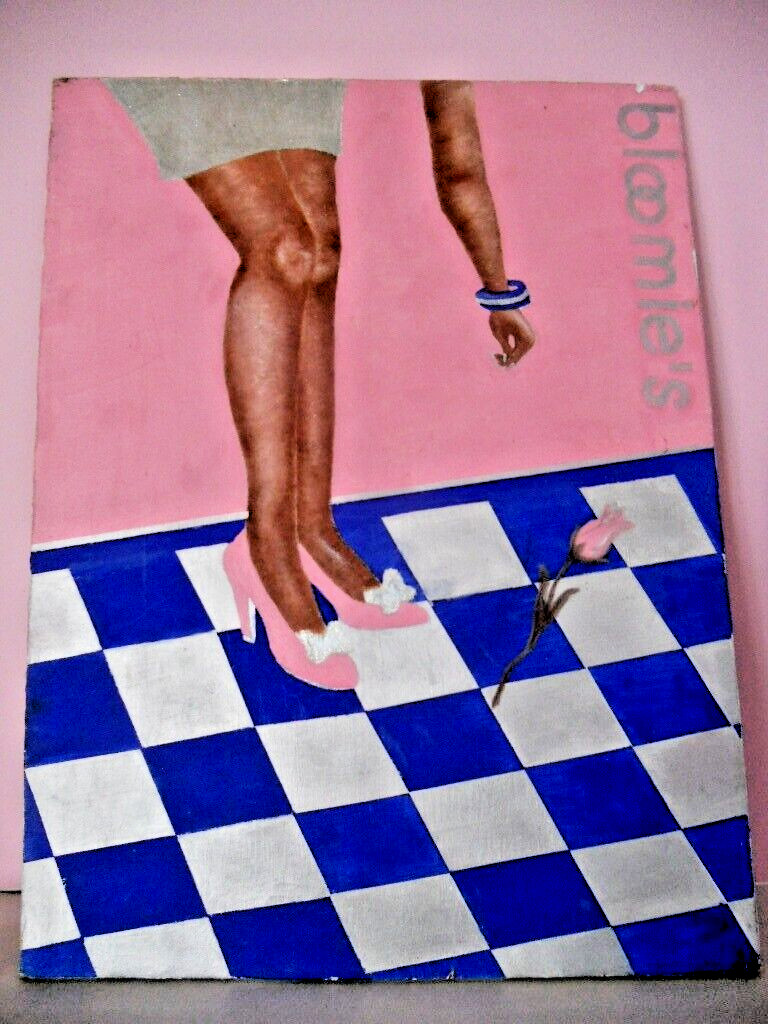 Op Outsider Art Painting Bloomingdale’s Store Woman’s Pink Shoe Advertising