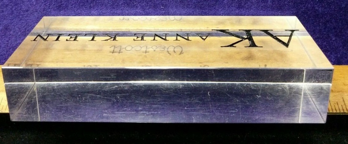 5″X2″X1″ Clear Acrylic/Plastic Branded Advertising Shelf Display: Anne Klein