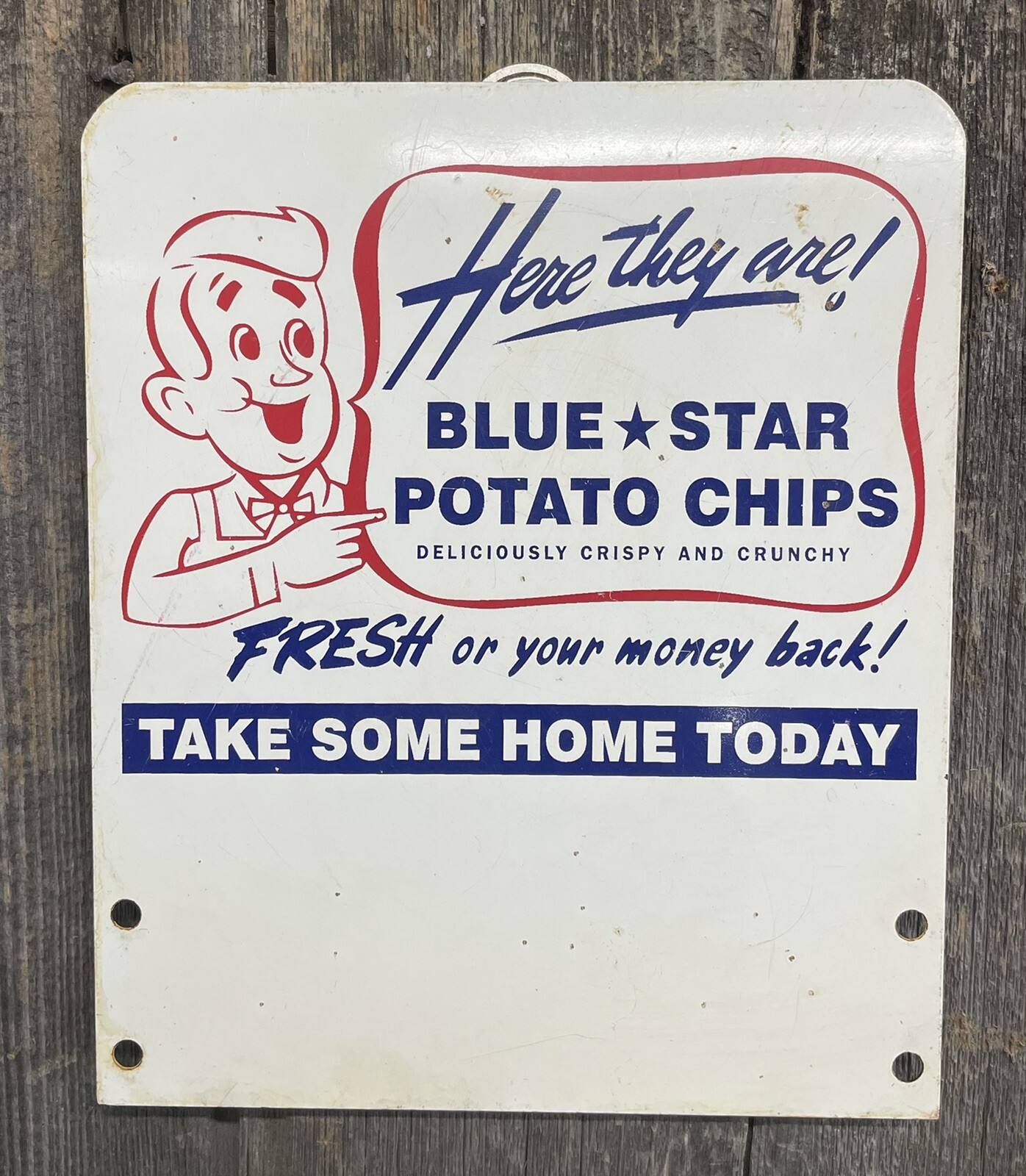 Vintage BLUE STAR POTATO CHIPS Store Display Rack Advertising Sign