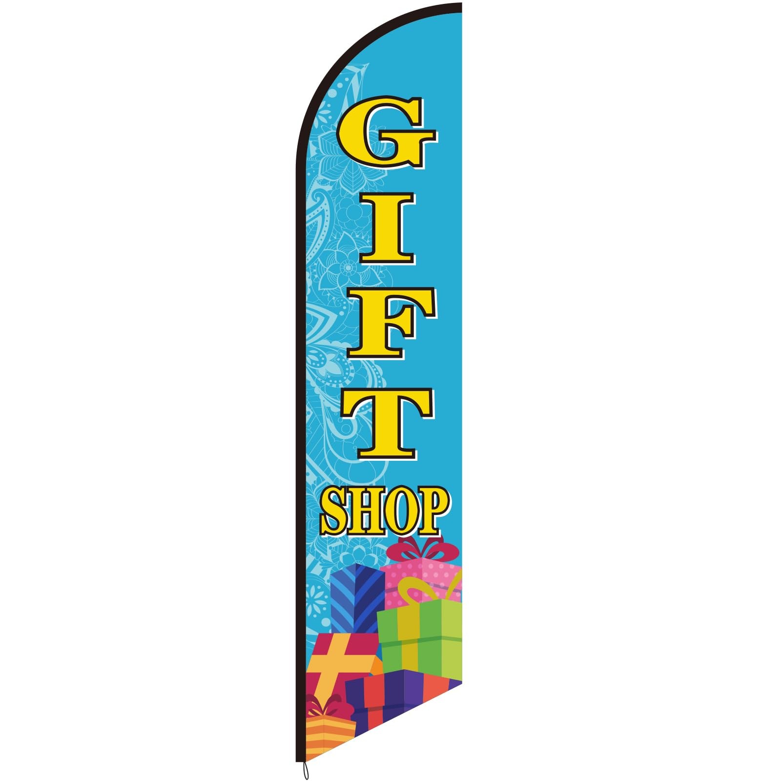 Mindsoft 2.5x12ft Gift Shop Feather Flag Windless Single-Sided Outdoor Banner Bl
