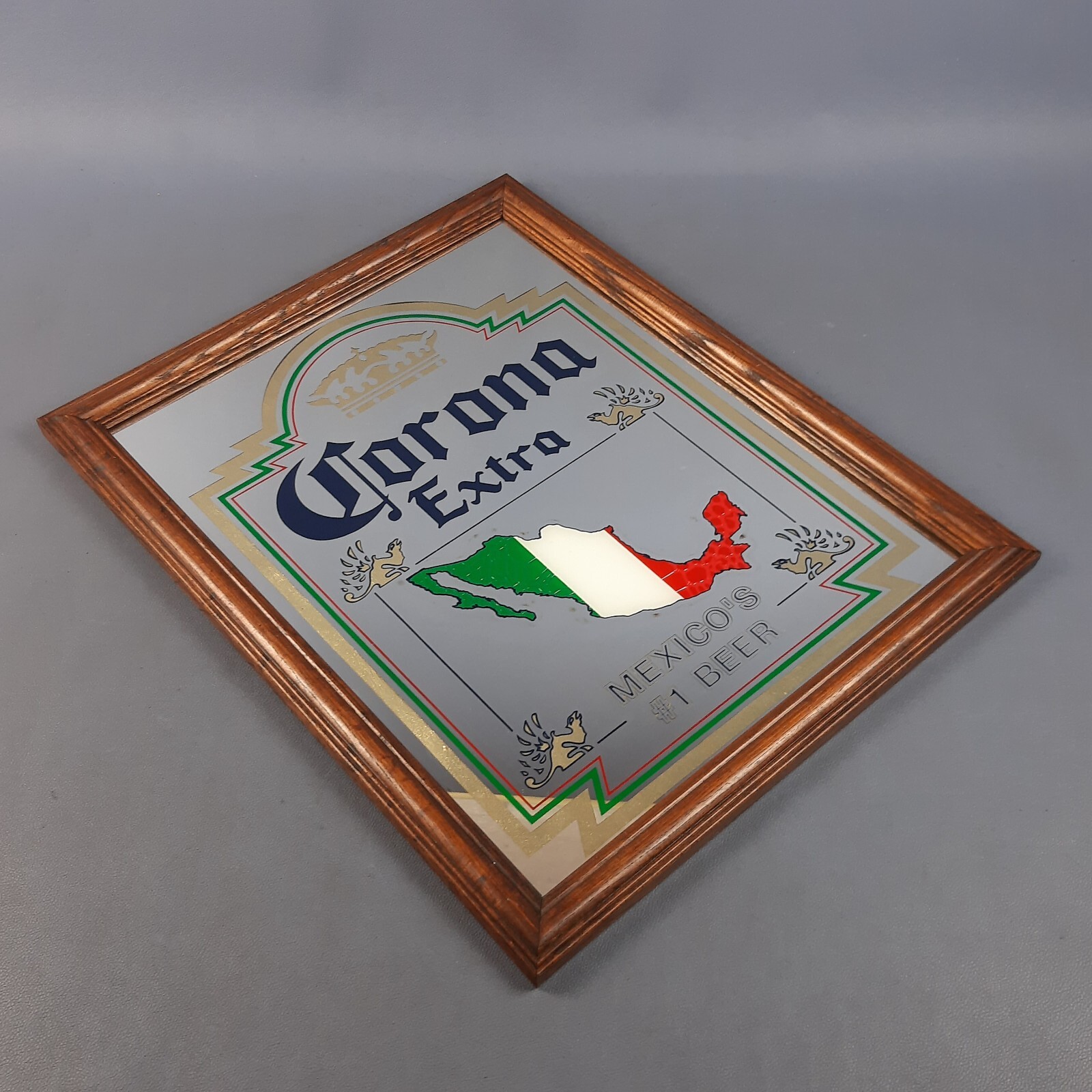 Vintage 1970s Extra Crown Sign Wall Picture Advertising Mirror