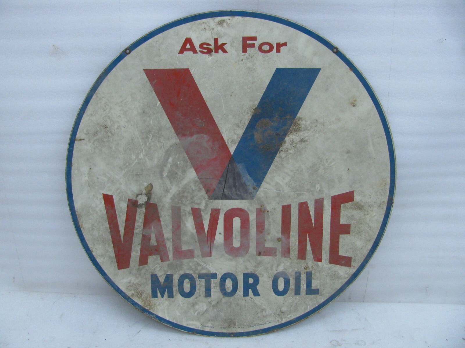 Genuine original Vintage ask for Valvoline Motor Oil Sign A-M Sign Co.