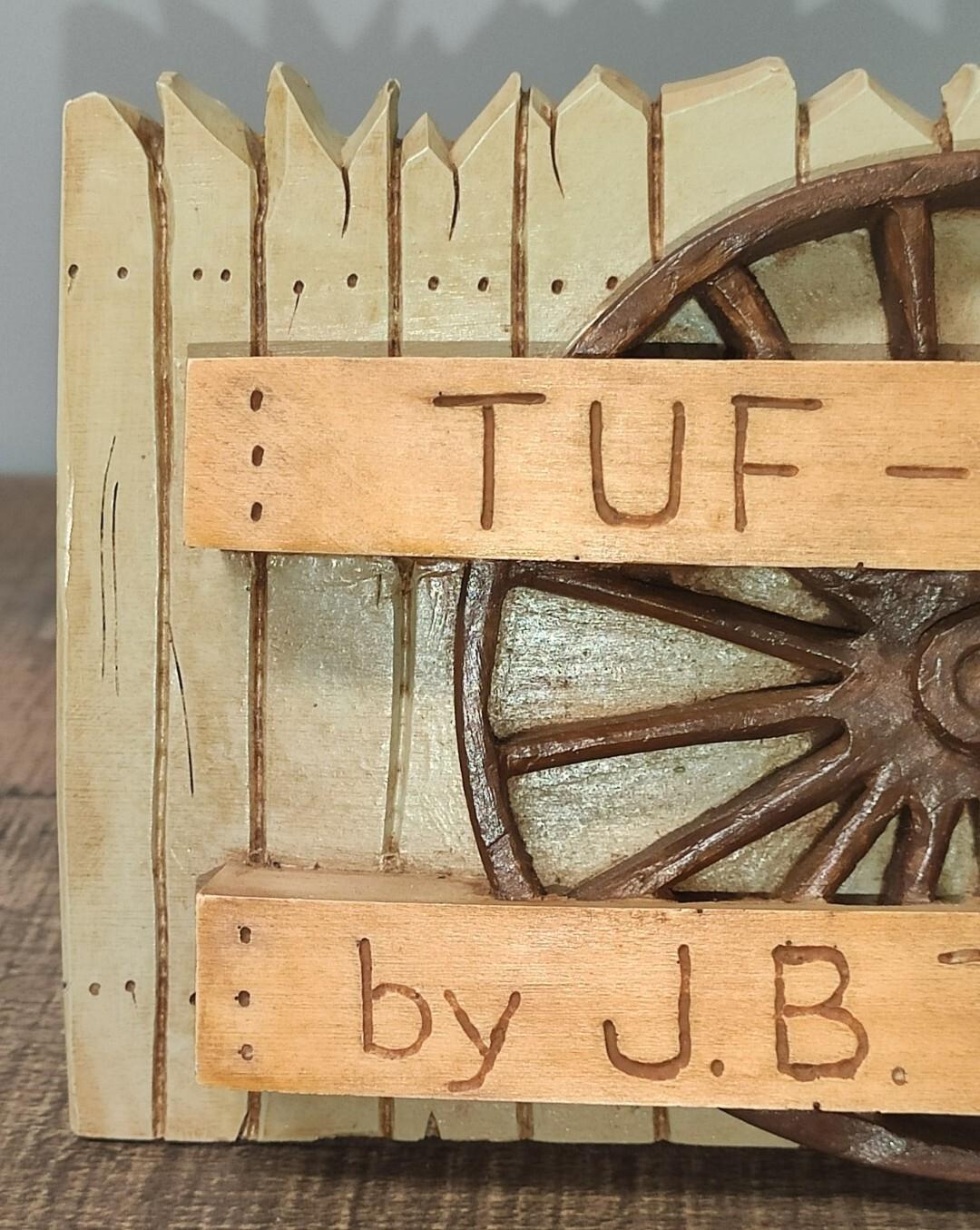 Western Wagon Wheel Figure Store Display 7¾”x 4″- Tuf-Times By J.B. Taylor