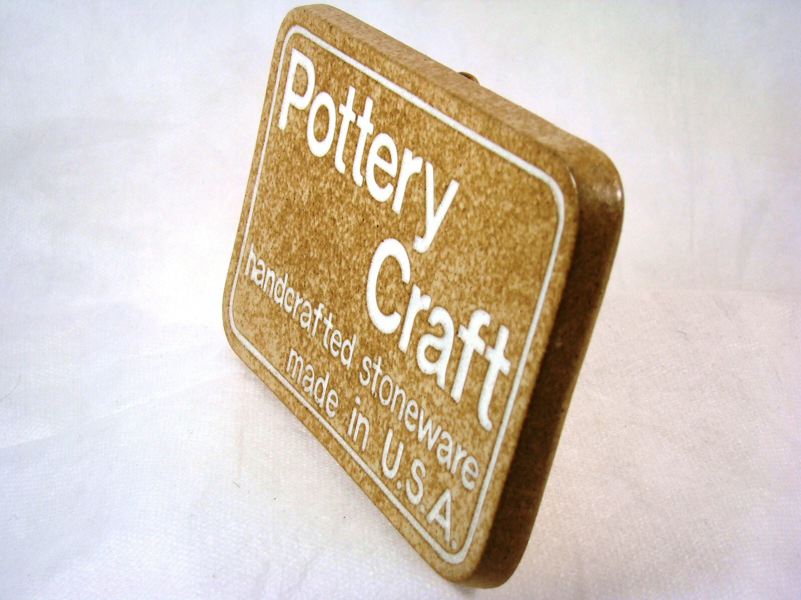 POTTERY CRAFT Compton California Pottery Dealer Sign Light Brown MCM MINT!