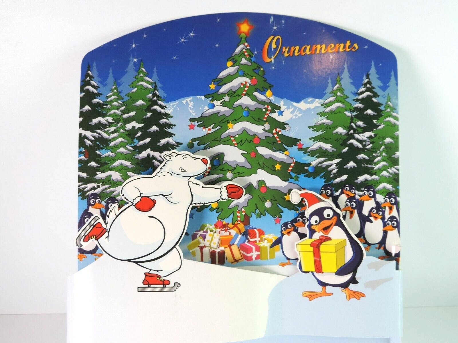 Store Advertising Display Ornaments Christmas Tree Polar Bear Penguins Vtg
