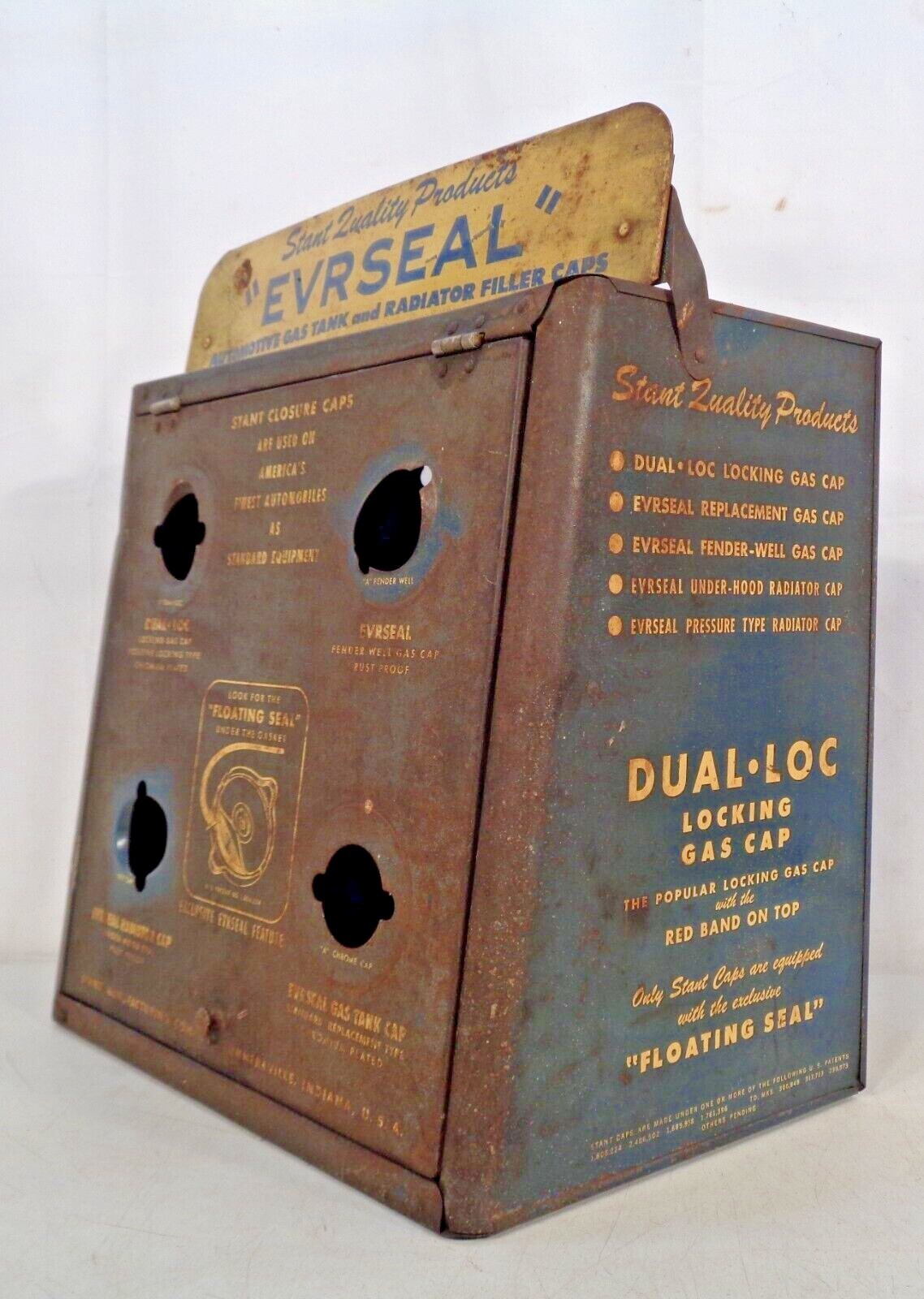 1949 STANT EVRSEAL Radiator Gas Cap Counter Wall Display Cabinet Gas/Oil Sign