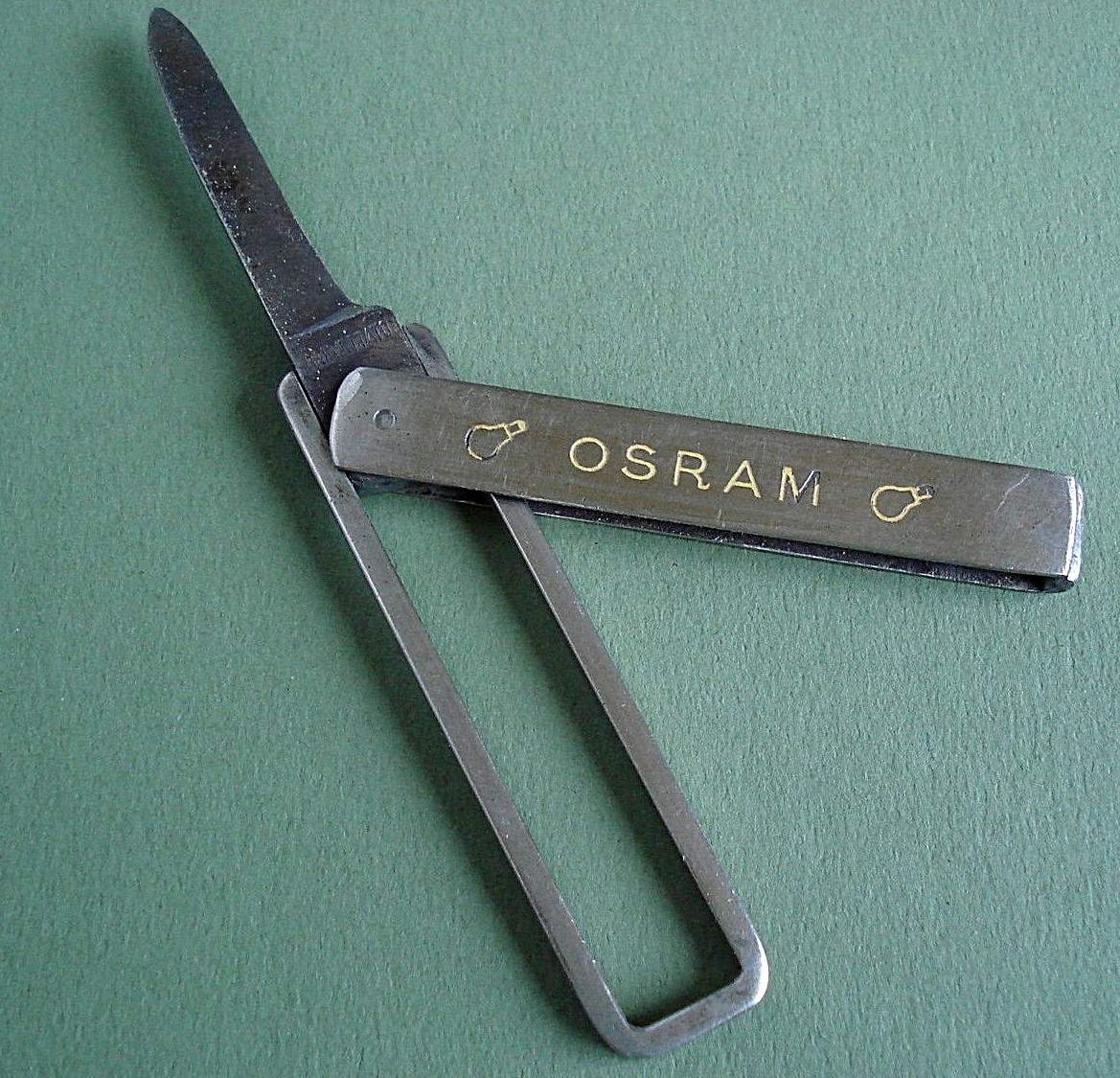 OSRAM LAMPADINE ELETTRICITA’ GADGET COLTELLINO PUBBLICITARIO VINTAGE BREVETTATO