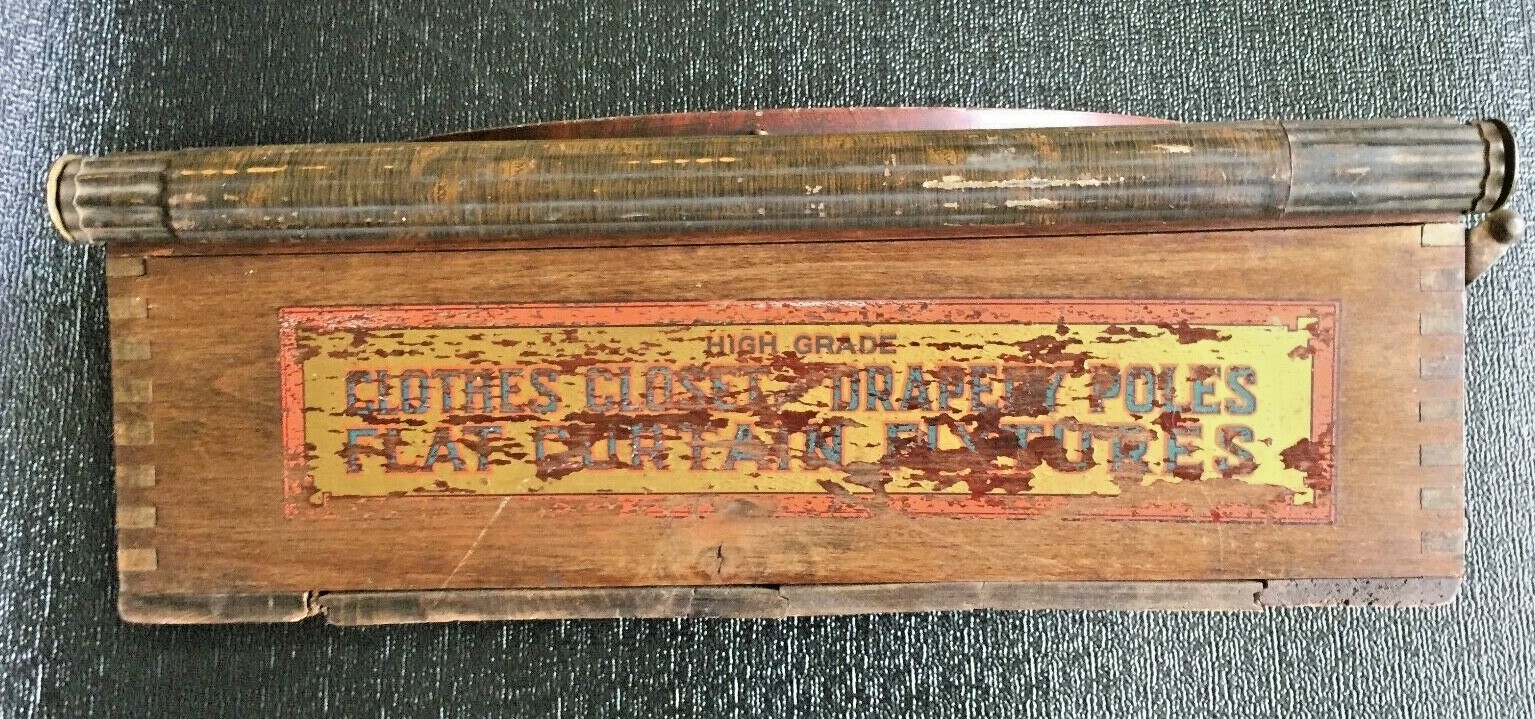 1926 WOODEN BOX w METAL DIAL CHART CURTAIN FIXTURES JAMES H. BOYE MFG CO Chicago