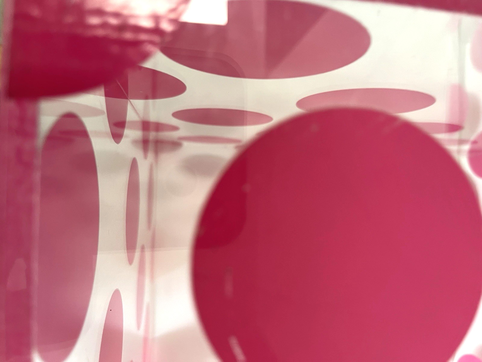 Clear Lucite Pink Dot VS Display Cube 14 x 14 x 14