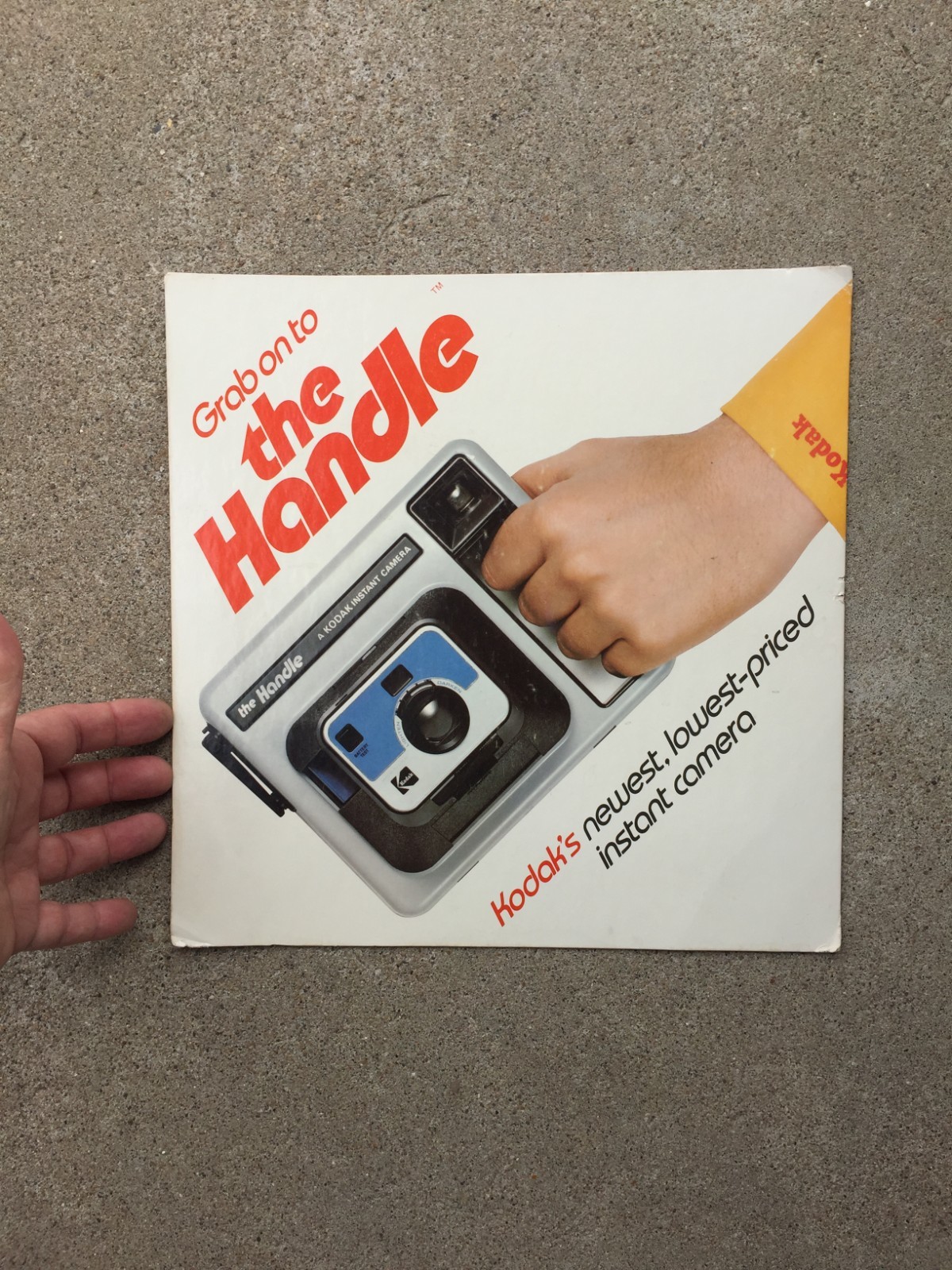 Kodak Handle Instant Camera Advertising Cardboard Store Display Sign 11.75″