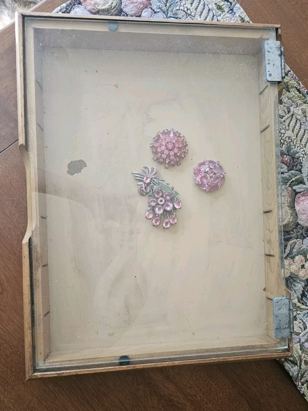 Vintage Gillette Table Top Glass And Wood Showcase