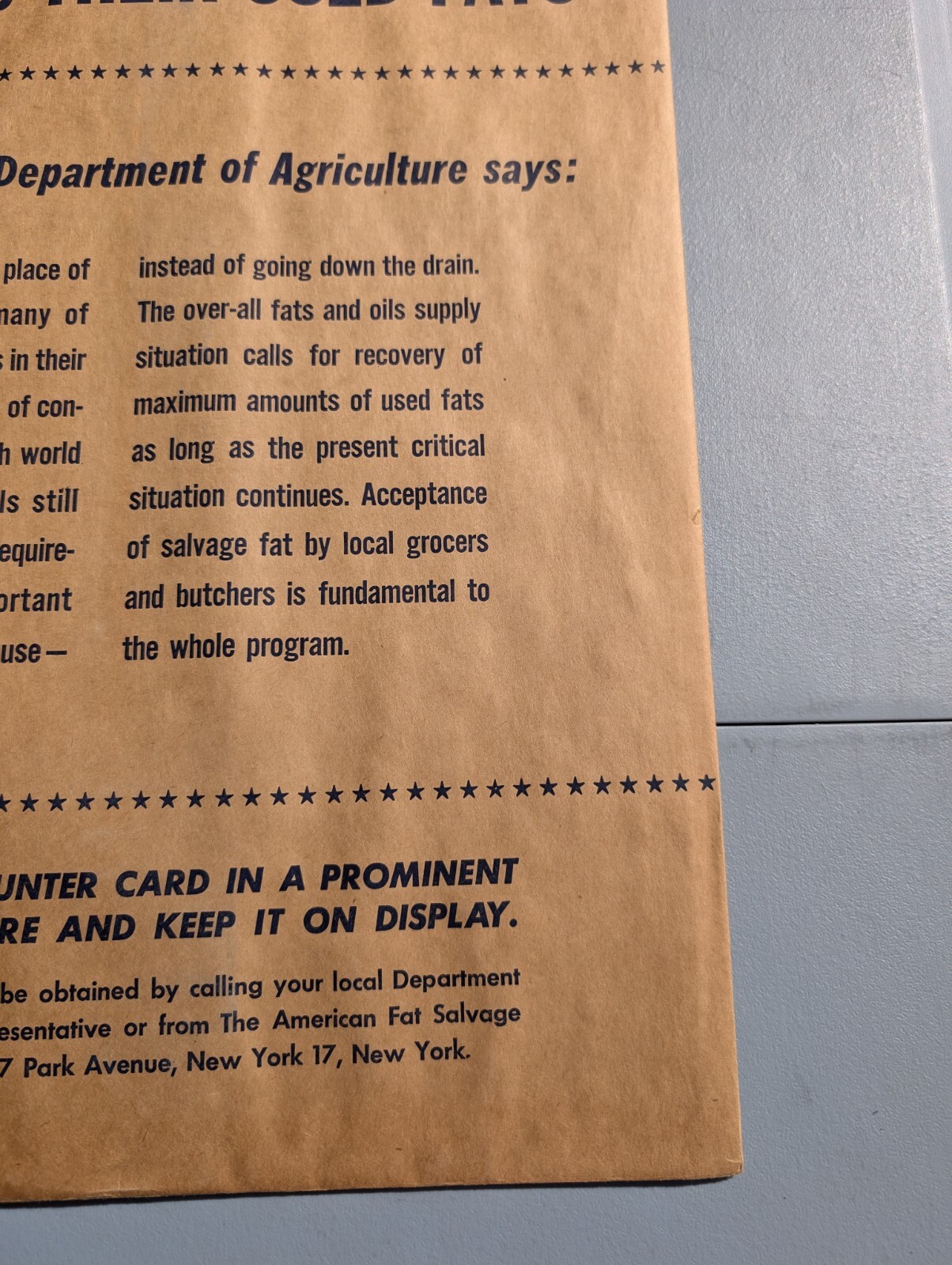 WW2 cardboard countertop display, new old stock with shipping We buy used fats 3