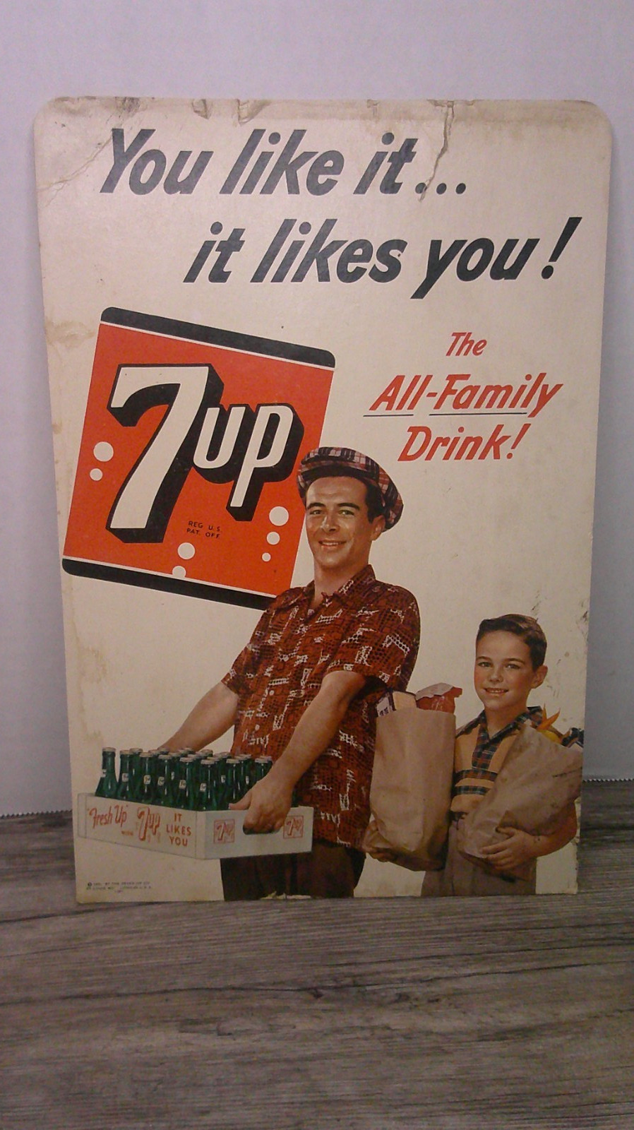 1951 7 Up advertising easel stand up grocery store display dad carrying case 10D