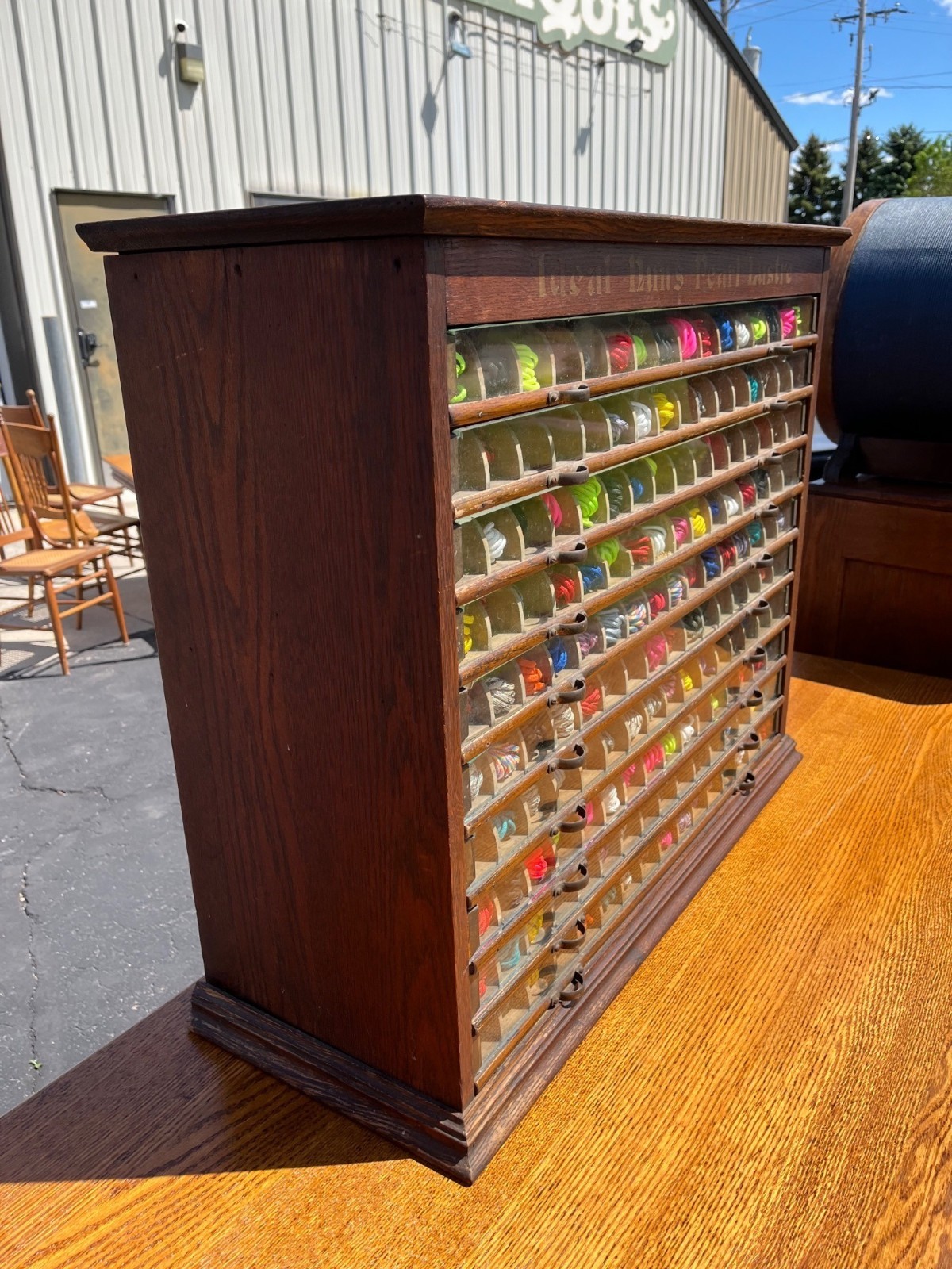 Original Antique 1900s Nun’s Spool Thread Advertising General Store Cabinet Disp