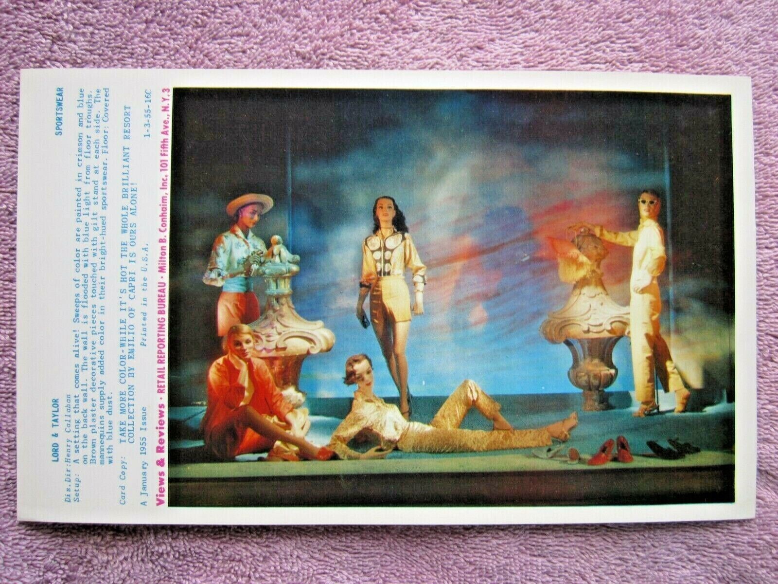 1955 LORD & TAYLOR STORE WINDOW DISPLAY BY EMILIO OF CAPRI PHOTOGRAPH PRINT #254