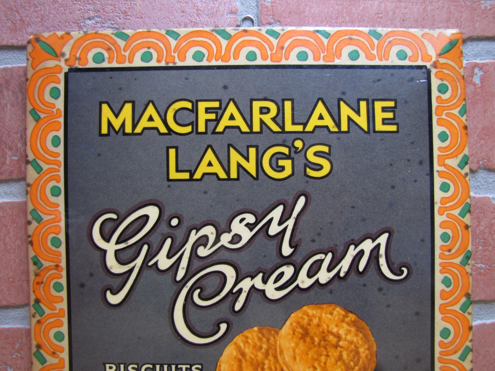 MACFARLANE LANG’S GIPSY CREAM BISCUITS Anique Advertising Sign TOC Country Store
